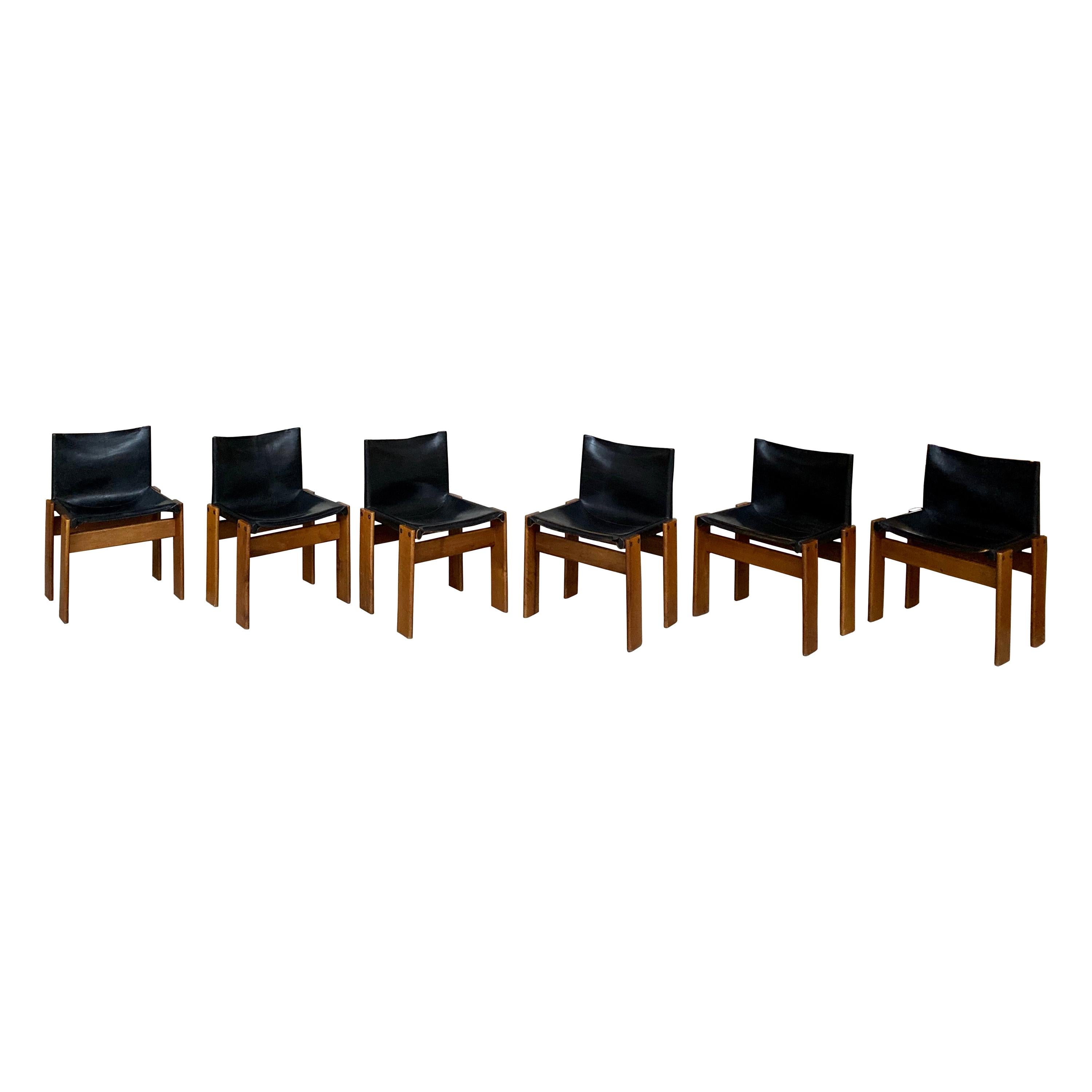 Afra & Tobia Scarpa “Monk” Dining Chairs for Molteni, 1973, Set of 6