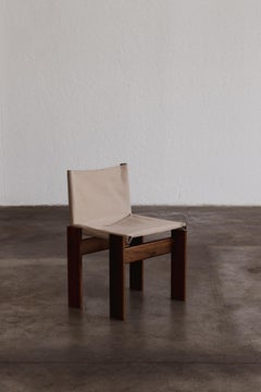 Afra & Tobia Scarpa "Monk" Dining Chair for Molteni, Ivory Canvas, 1974