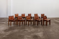 Afra & Tobia Scarpa Sillas "Monje" para Molteni, Piel coñac, 1974, Lote de 10