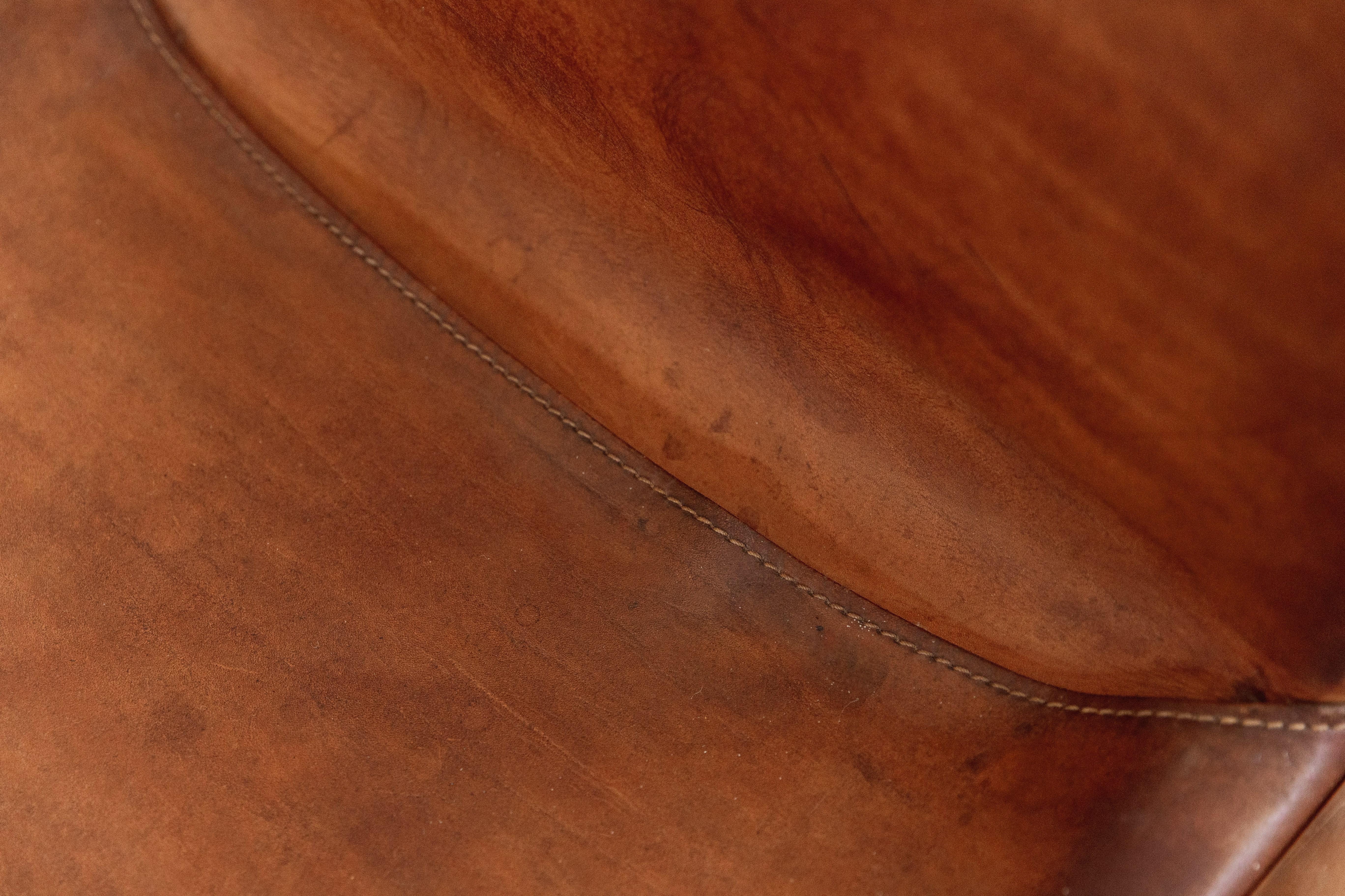 Afra & Tobia Scarpa „Monk“-Stühle für Molteni, Cognacfarbenes Leder, 1974, Set von 10 Stühlen im Angebot 3