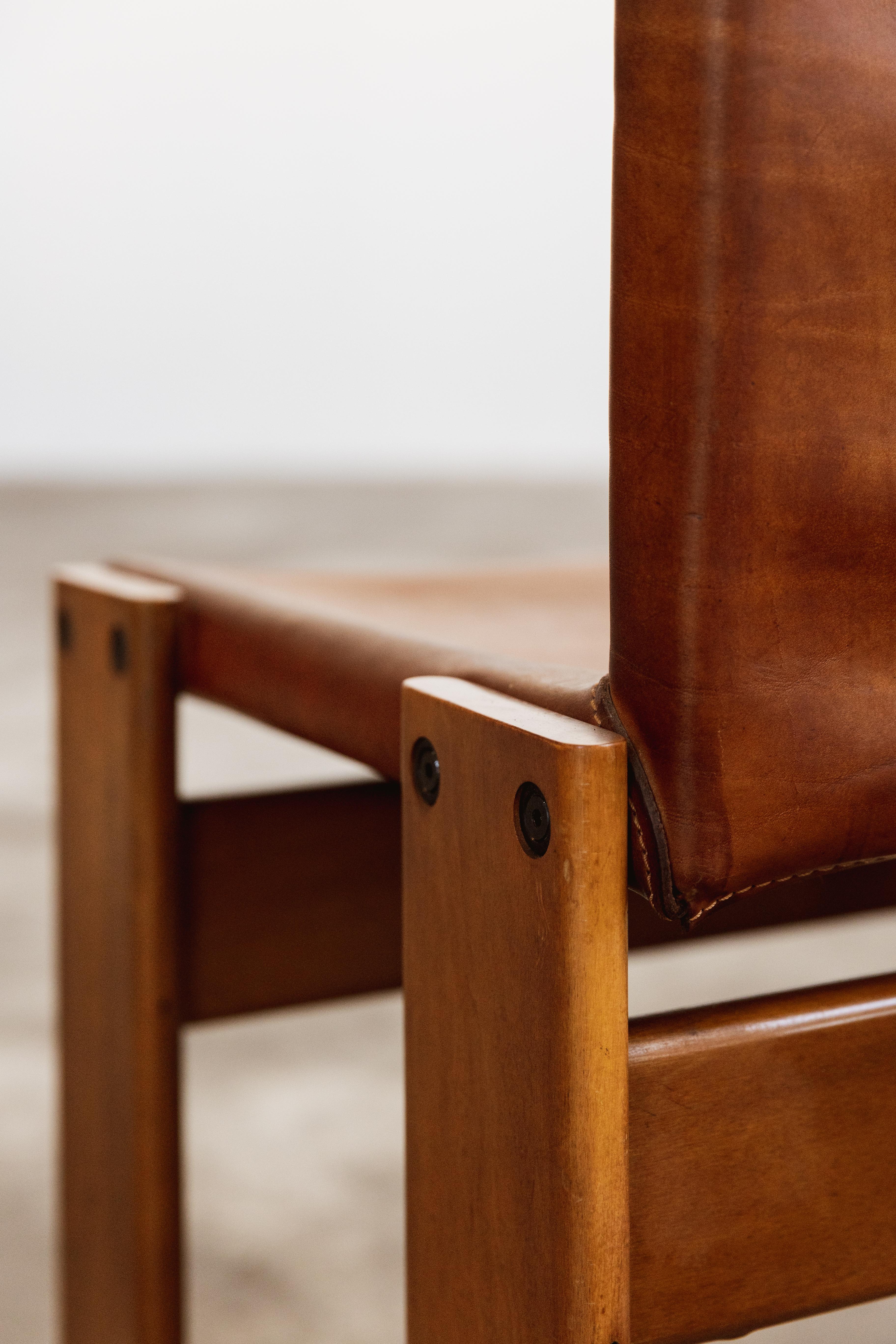 Afra & Tobia Scarpa „Monk“ Stühle für Molteni, Cognacfarbenes Leder, 1974, 2er-Set, Set im Angebot 4