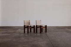 Afra & Tobia Scarpa Sillas "Monje" para Molteni, Lienzo marfil, 1974, Lote de 2