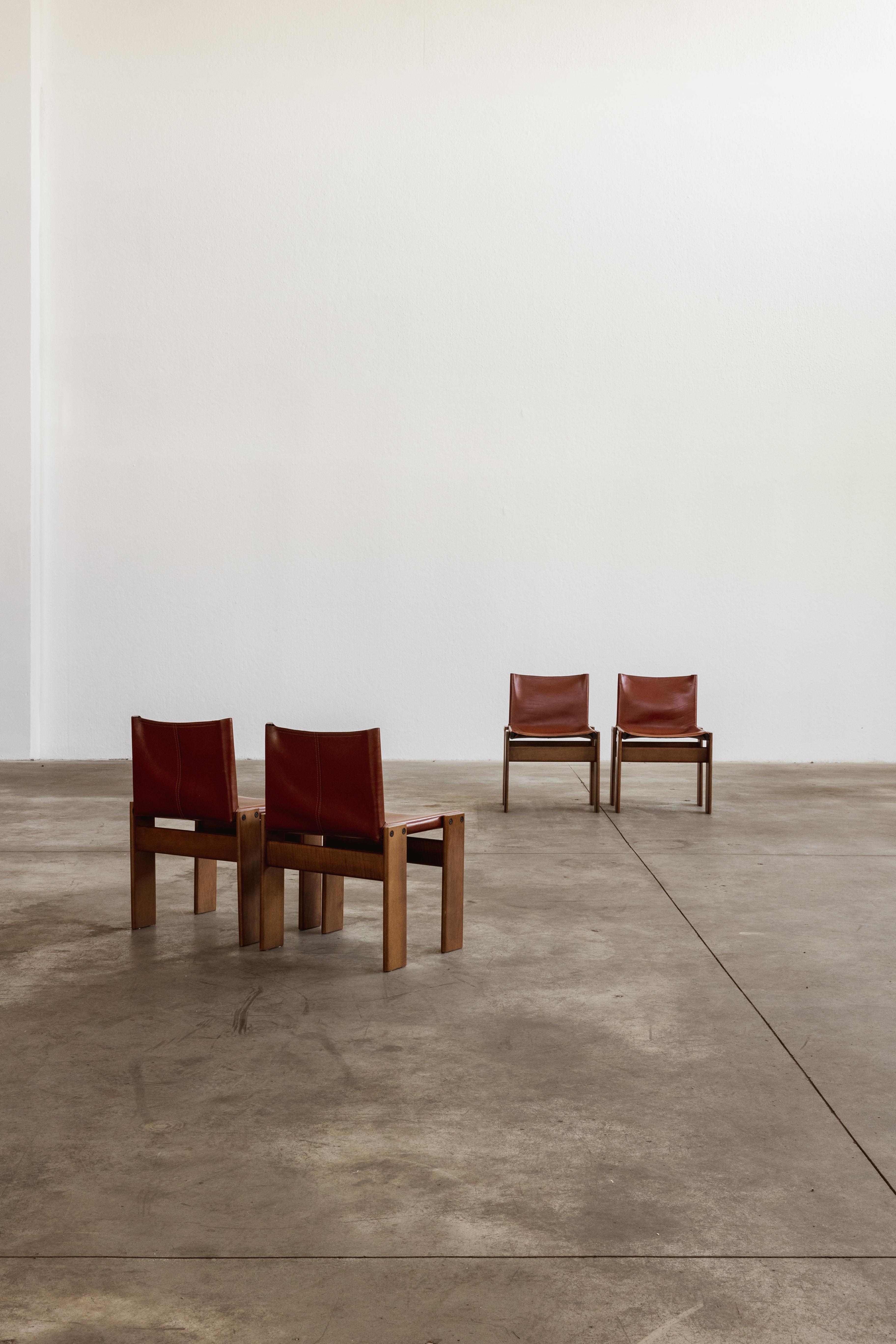 Chaises de salle à manger « Monk » de Afra & Tobia Scarpa pour Molteni, 1974, lot de 4 en vente 5