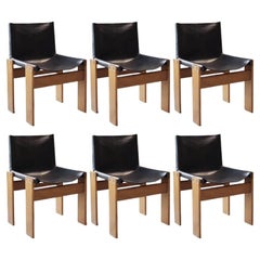 Afra & Tobia Scarpa "Monk" Dining Chairs for Molteni, 1974, Set of 6