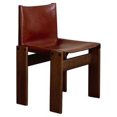 Afra & Tobia Scarpa "Monk" Dining Chairs for Molteni, Red Leather, 1974