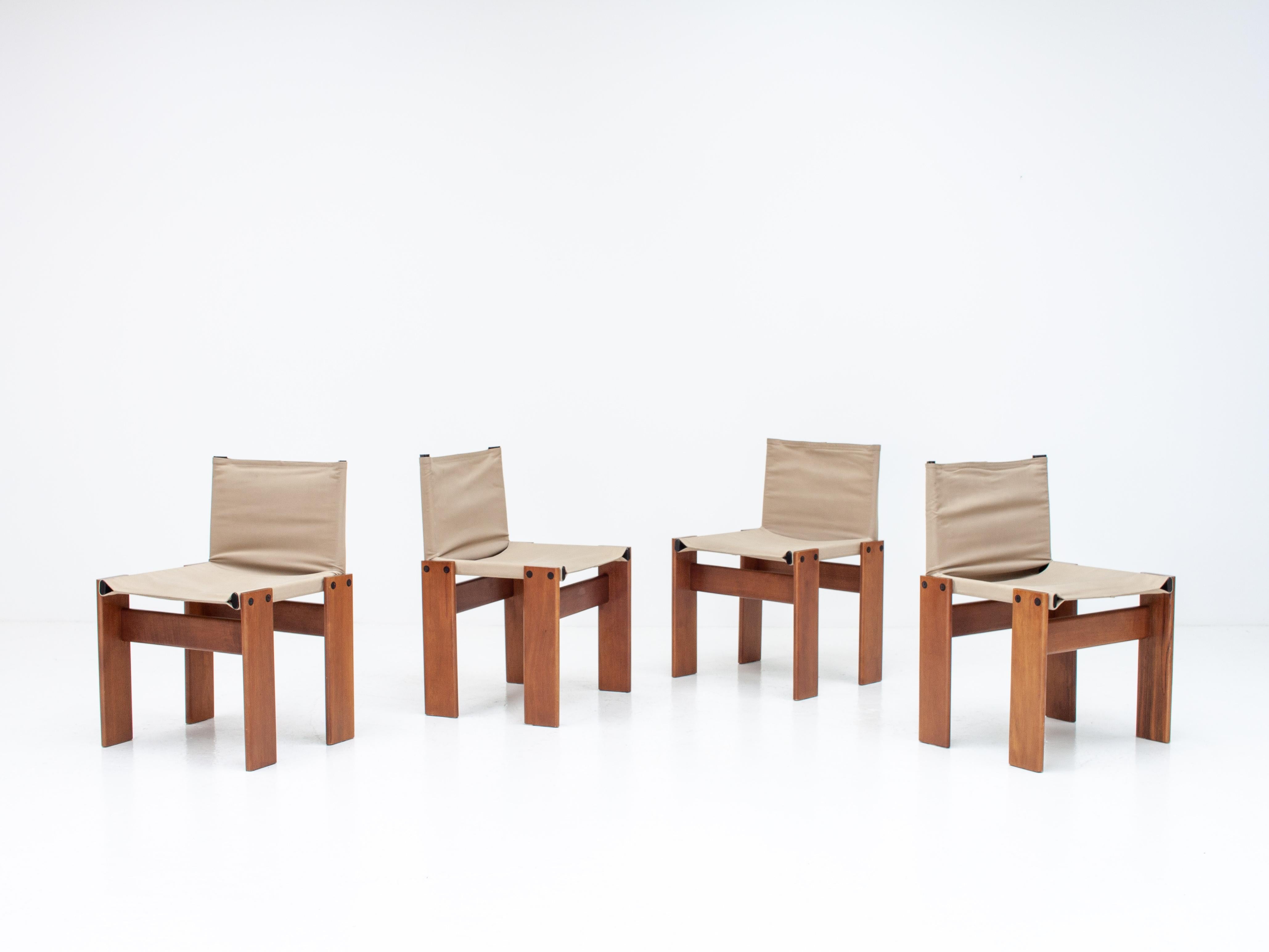 Mid-Century Modern Afra & Tobia Scarpa 'Monk' Dining Chairs & Table for Molteni, Italy, 1974
