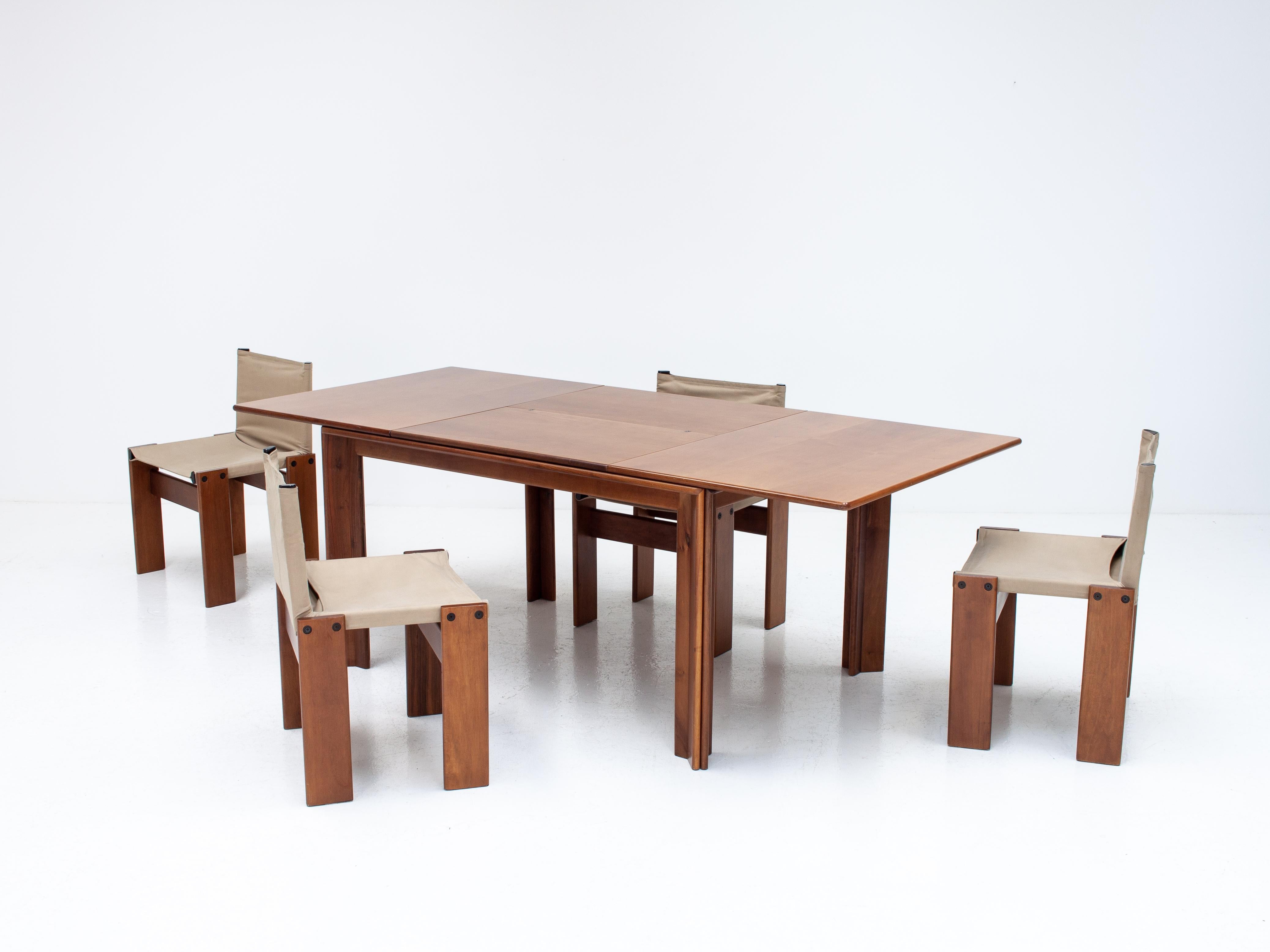 20th Century Afra & Tobia Scarpa 'Monk' Dining Chairs & Table for Molteni, Italy, 1974