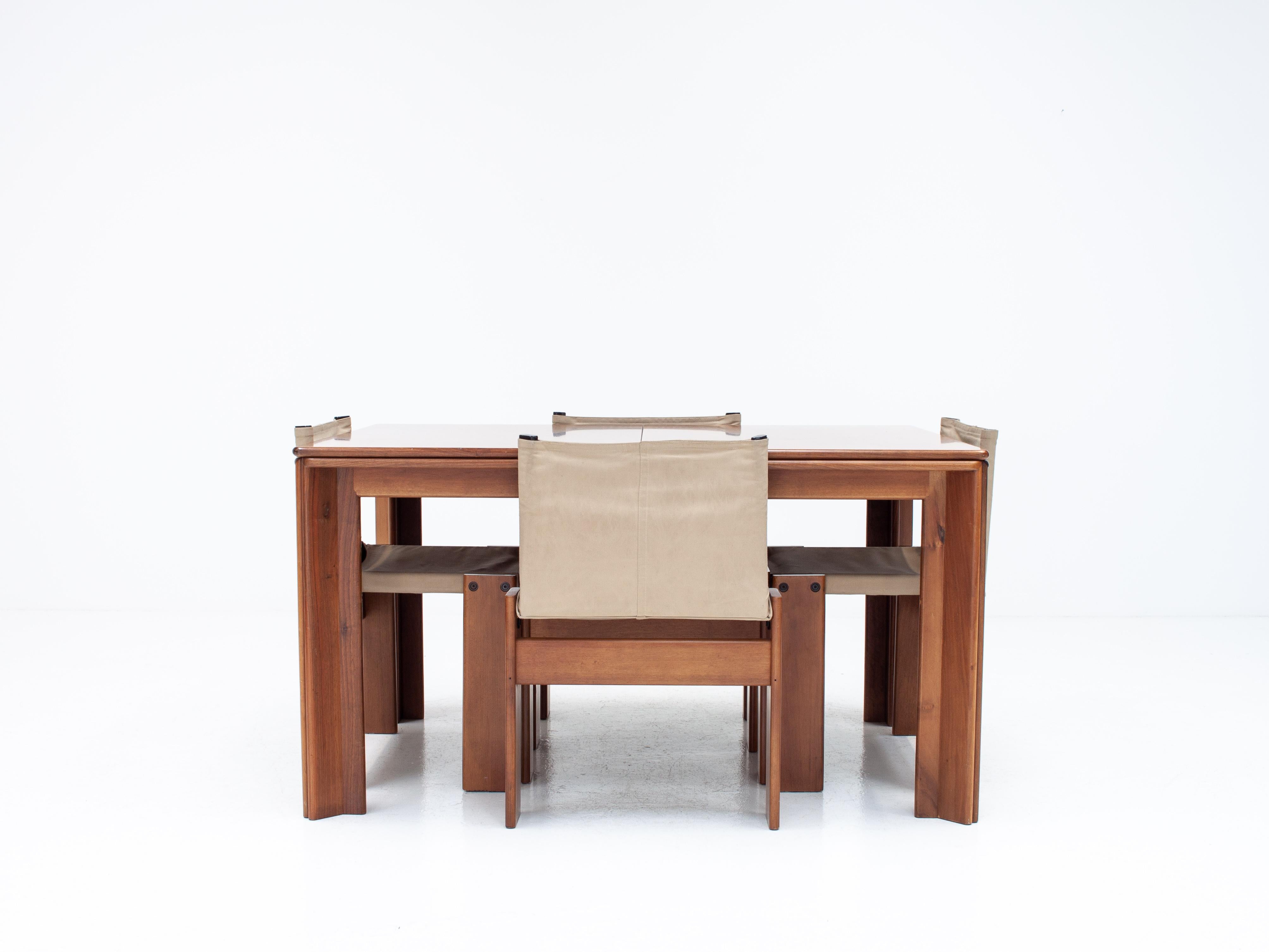 Afra & Tobia Scarpa 'Monk' Dining Chairs & Table for Molteni, Italy, 1974 1