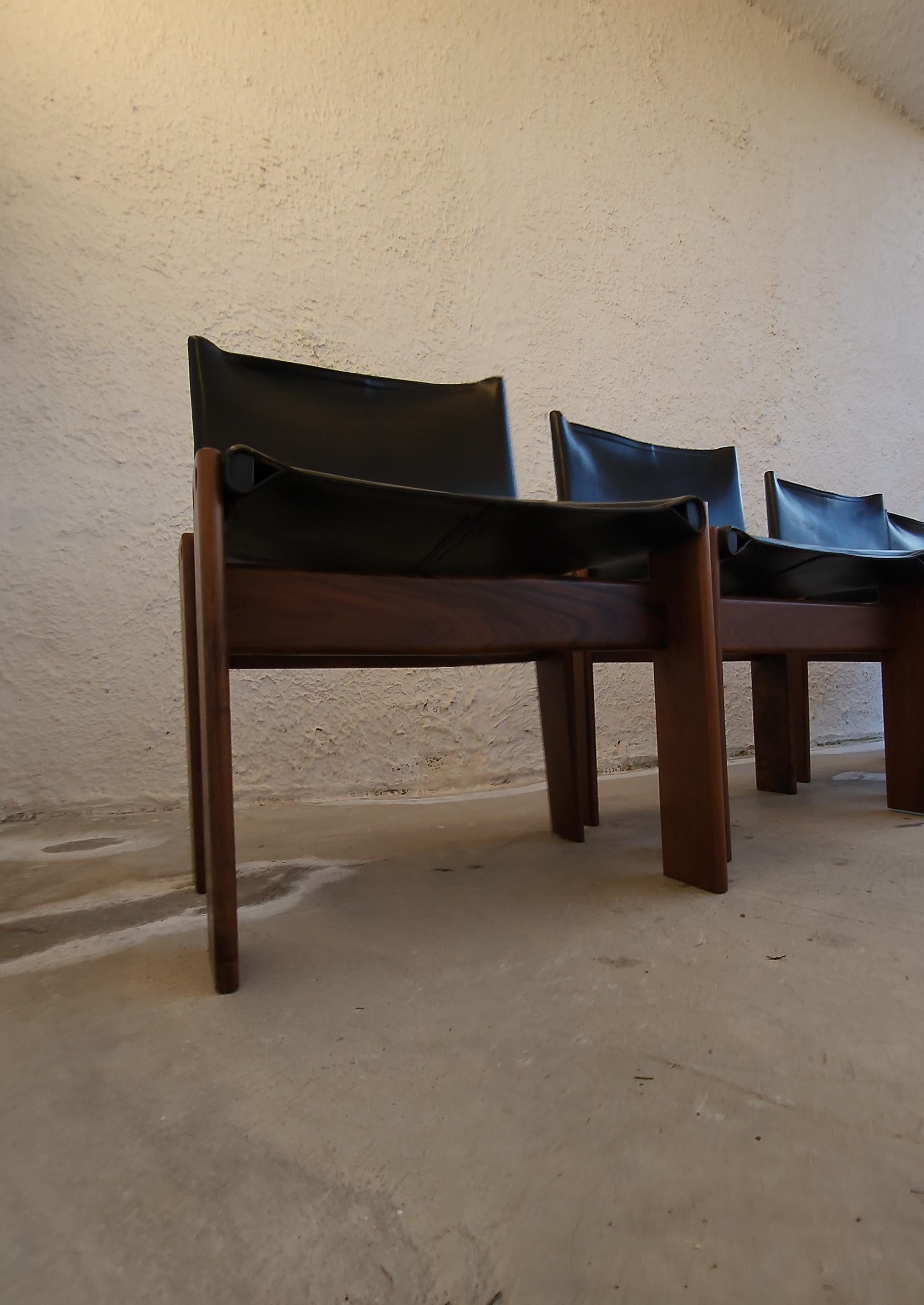 Modern Afra & Tobia Scarpa Monk Chair Black Leather
