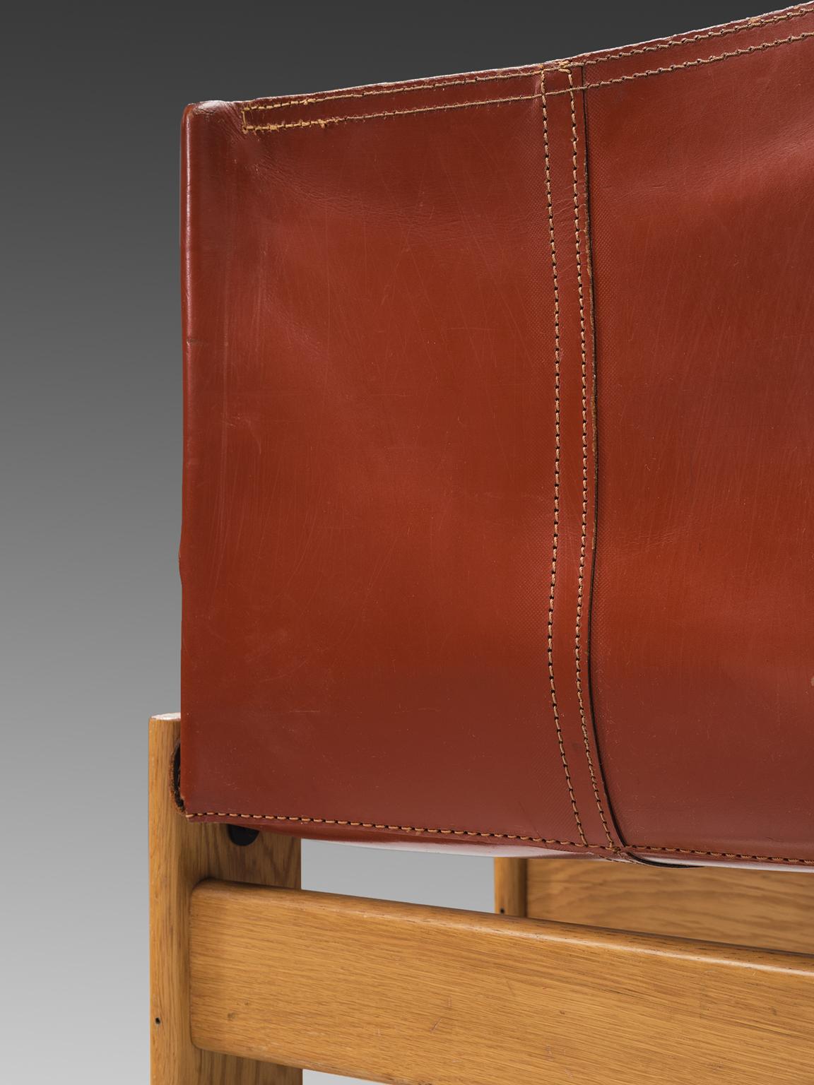Afra & Tobia Scarpa 'Monk' Set of Four Chairs in Red Leather In Good Condition In Waalwijk, NL