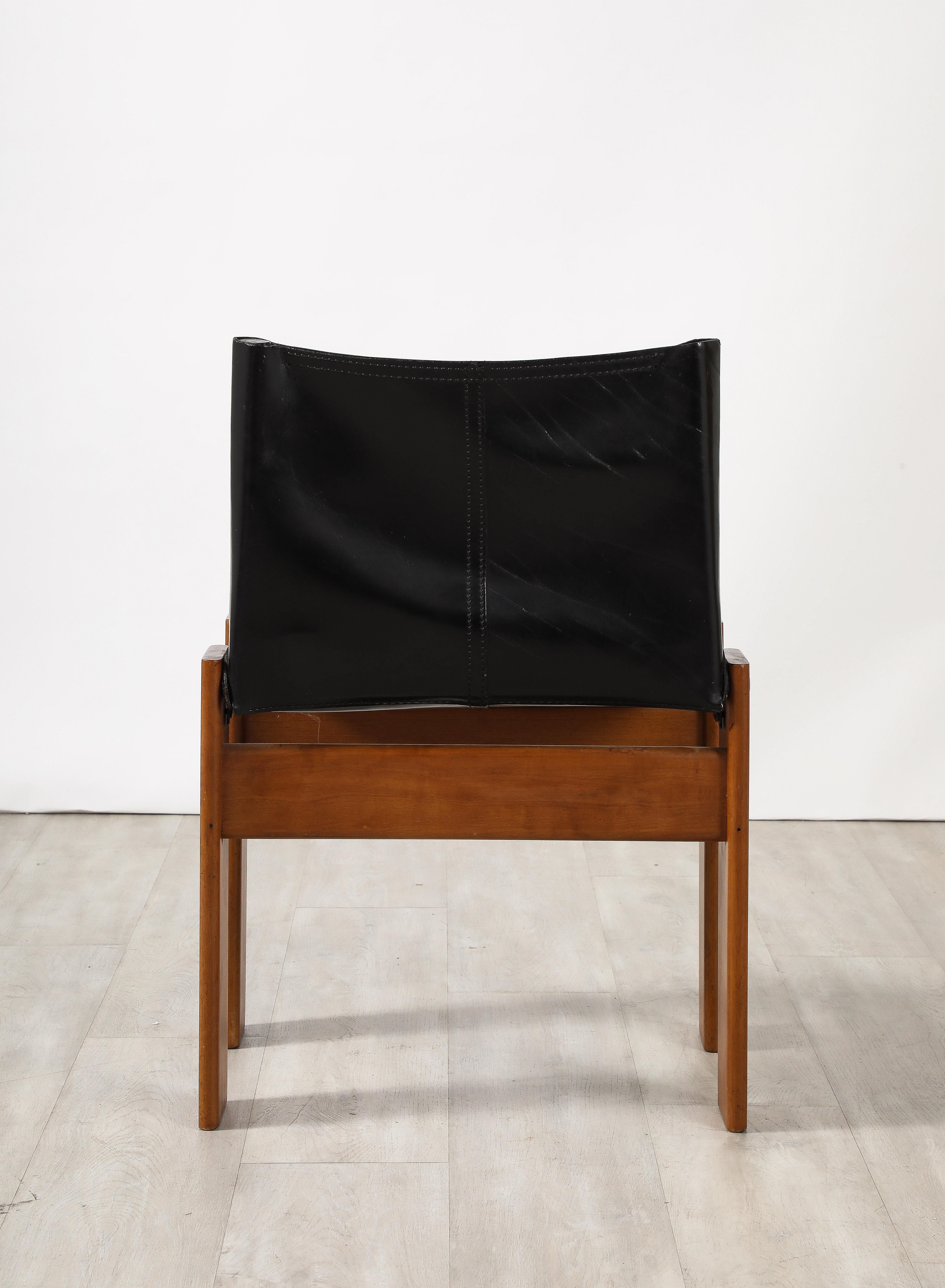 Pelle Set di sei sedie da pranzo di Afra & Tobia Scarpa 'Monk' per Molteni, 1974 in vendita