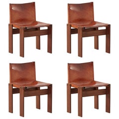 Afra 
Tobia Scarpa Monk Set of Four Tan Chairs for Molteni, Italy, 1974