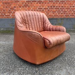 Sedia da salotto "Cipria" in pelle naturale di Afra & Tobia Scarpa per Cassina, anni '70