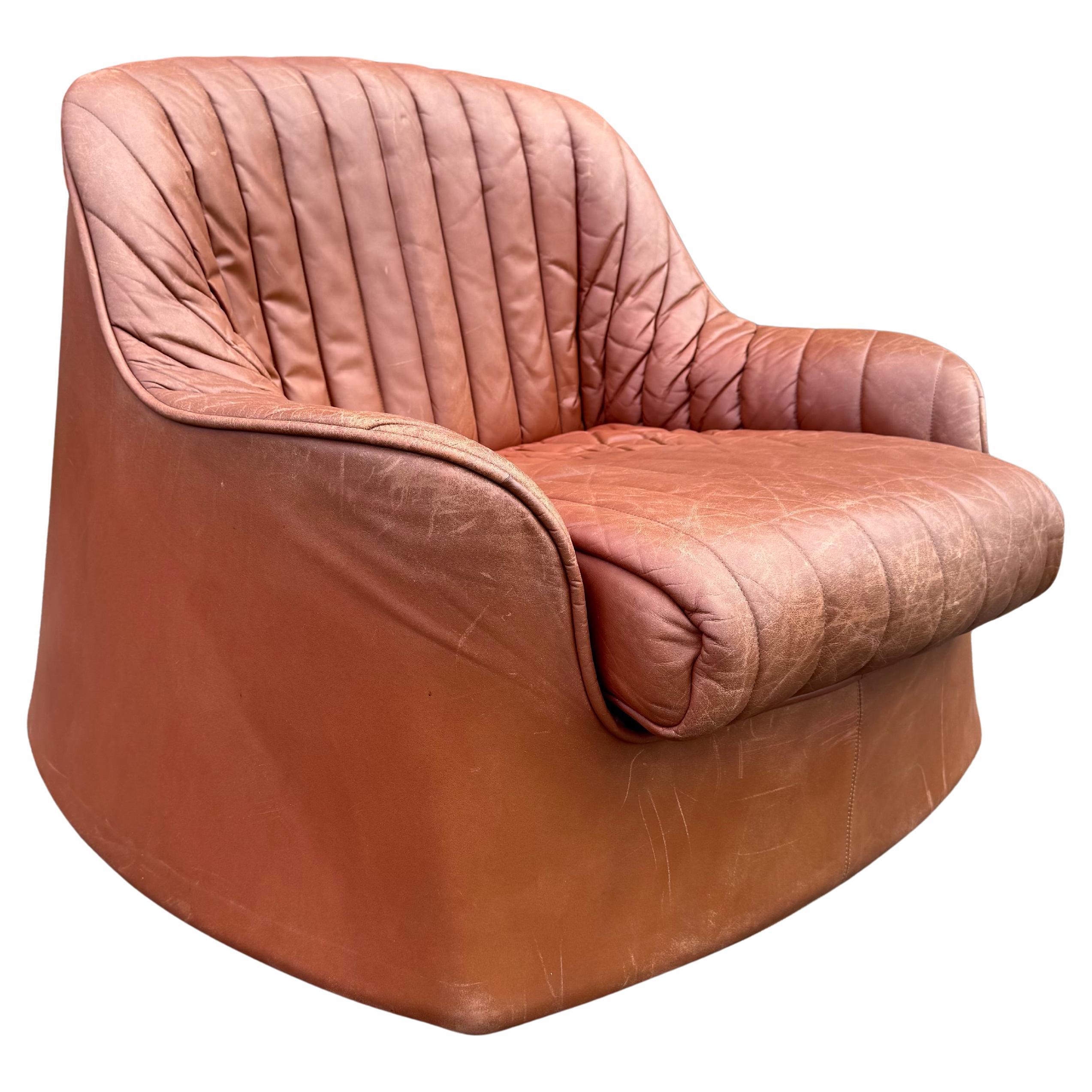 Afra & Tobia Scarpa Natural Leather "Cipria" Lounge Chair for Cassina, 1970s