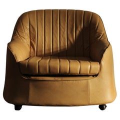 Fauteuil de salon Cipria en cuir naturel Afra & Tobia Scarpa pour Cassina, 1970