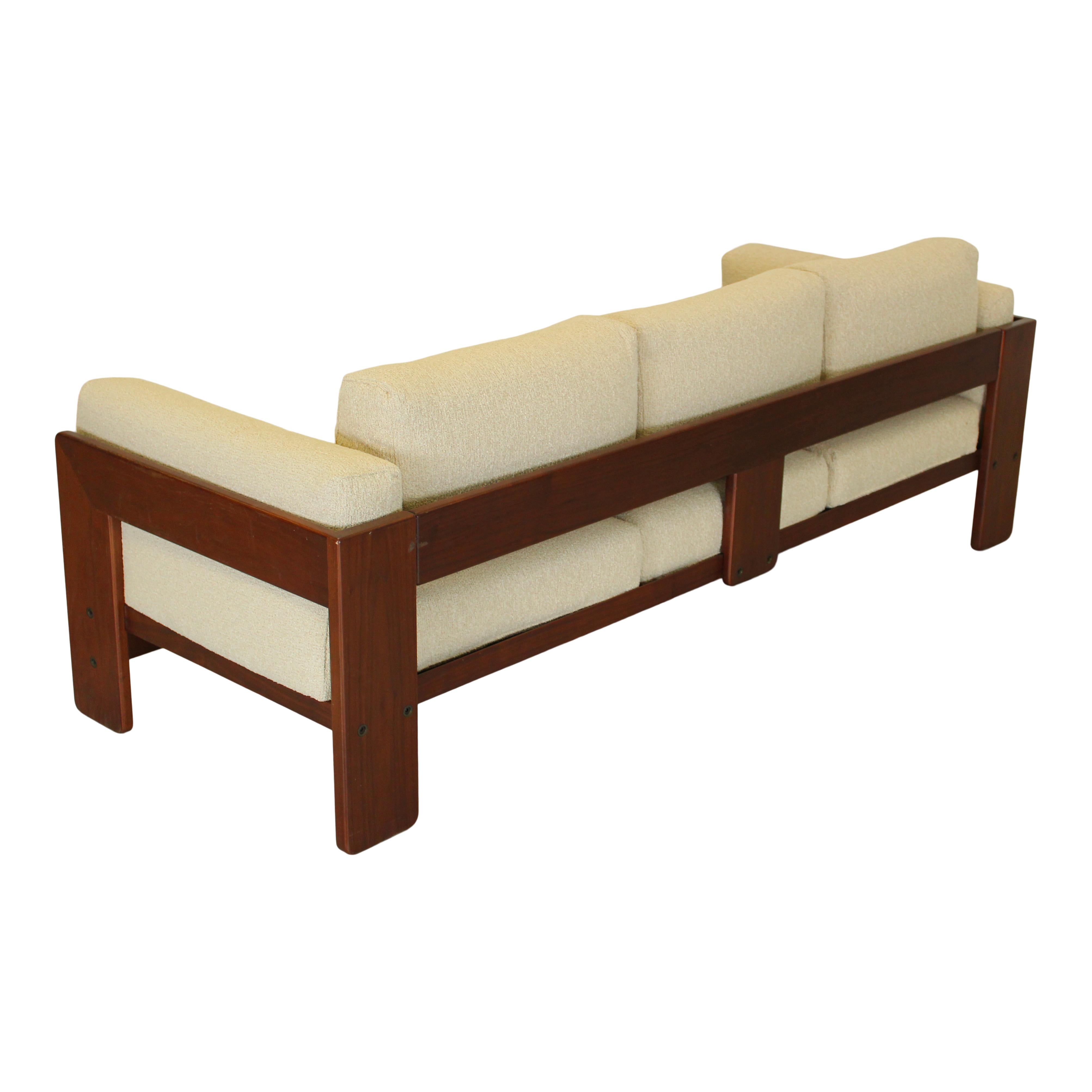 Bouclé Afra & Tobia Scarpa Off-White Boucle Bastiano Three Seater Sofa for Gavina, 1966 en vente