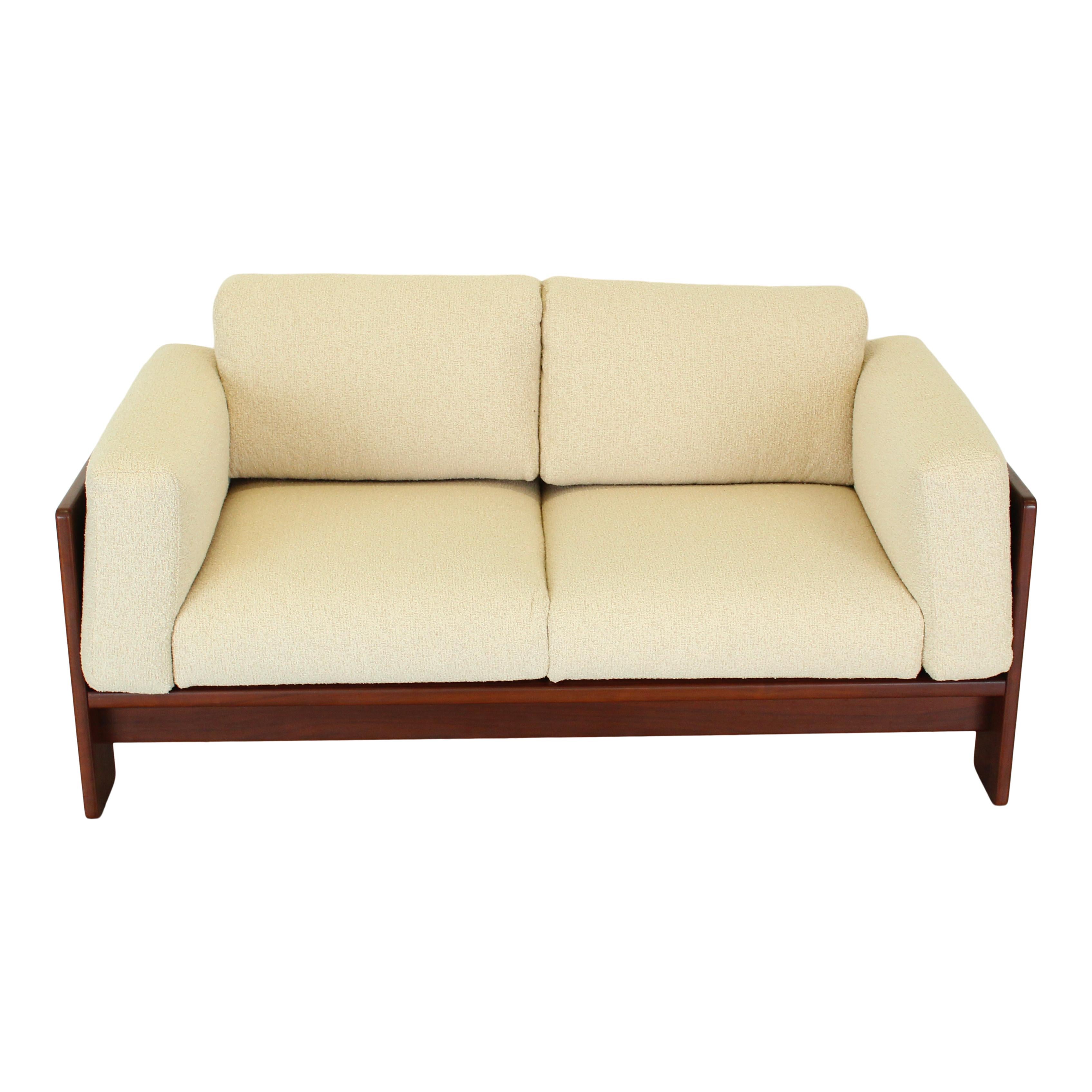 Mid-Century Modern Afra & Tobia Scarpa Canapé deux places en bouclier blanc cassé Bastiano pour Gavina, 1966 en vente