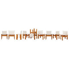 Afra & Tobia Scarpa Off White Canvas Monk Dining Chair for Molteni, Set of 10