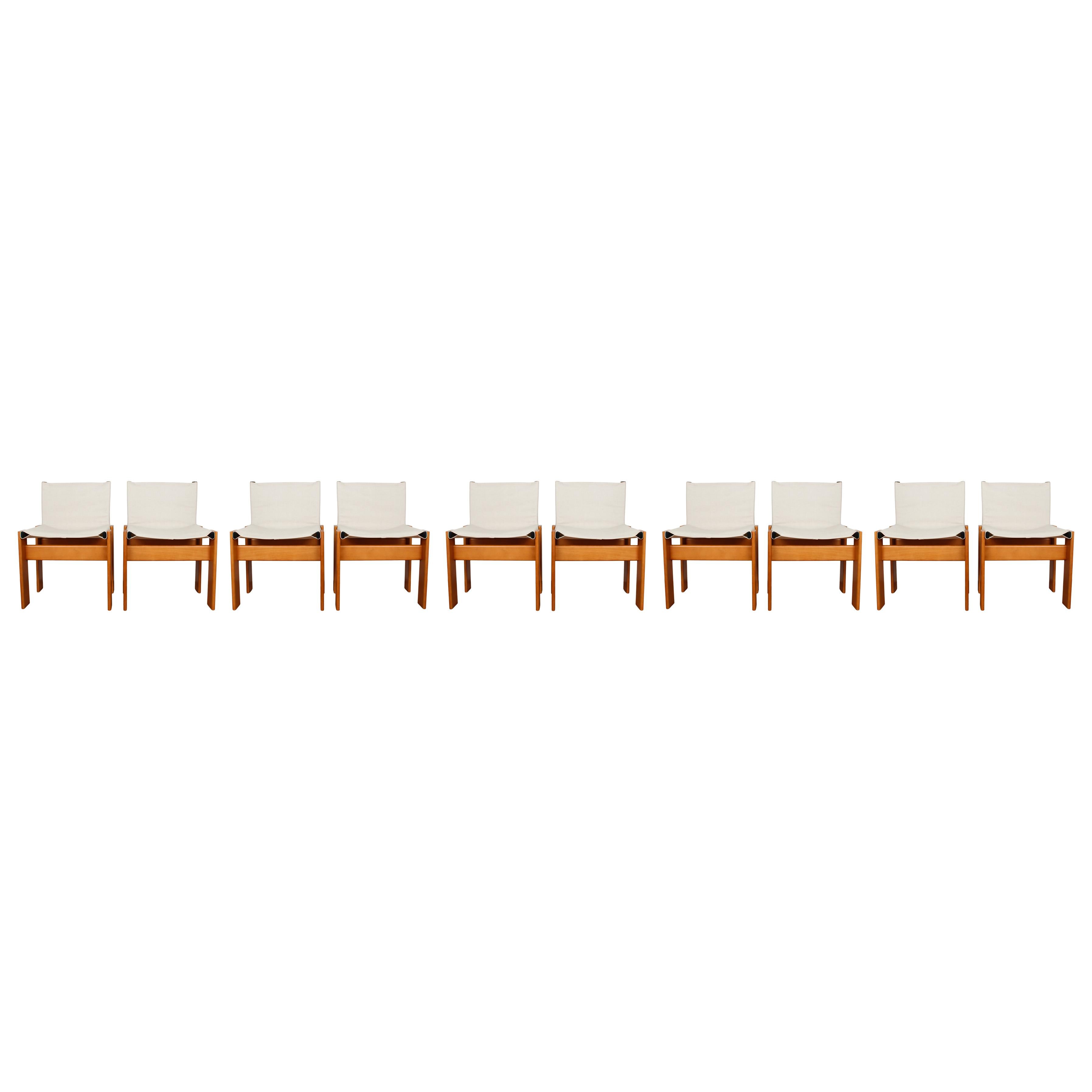 Afra & Tobia Scarpa Off-White Canvas Monk Dining Chair für Molteni, 10er-Set (Italienisch) im Angebot