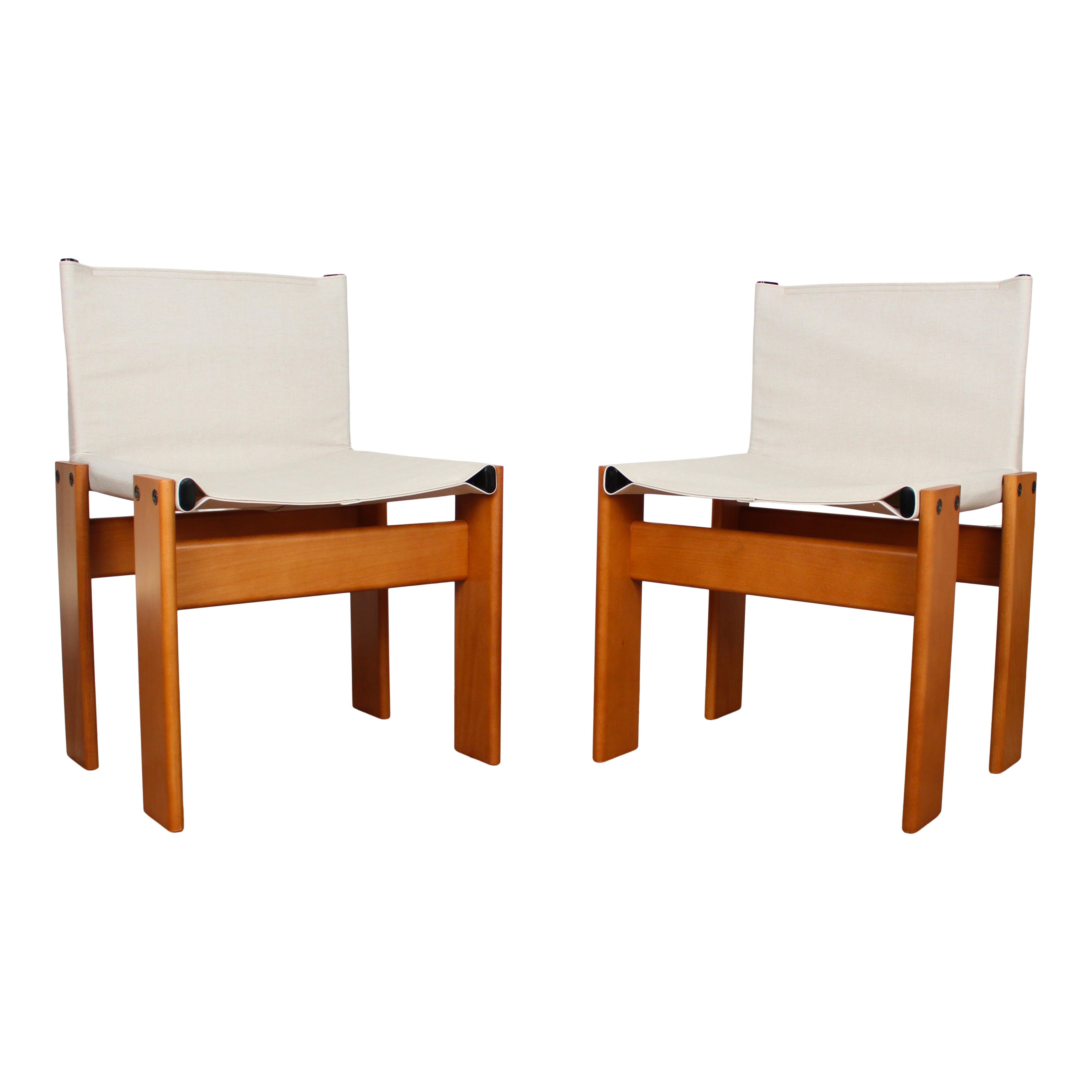 Afra & Tobia Scarpa Off-White Canvas Monk Dining Chair für Molteni, 10er-Set (Ende des 20. Jahrhunderts) im Angebot