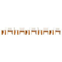 Afra & Tobia Scarpa Off White Canvas Monk Dining Chair for Molteni, Set of 10