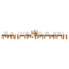 Afra & Tobia Scarpa Off White Canvas Monk Dining Chair for Molteni, Set of 12
