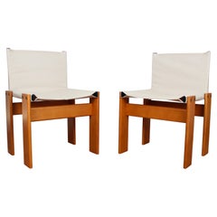Afra & Tobia Scarpa Sedia da pranzo Monk in tela bianca per Molteni, Set di 2