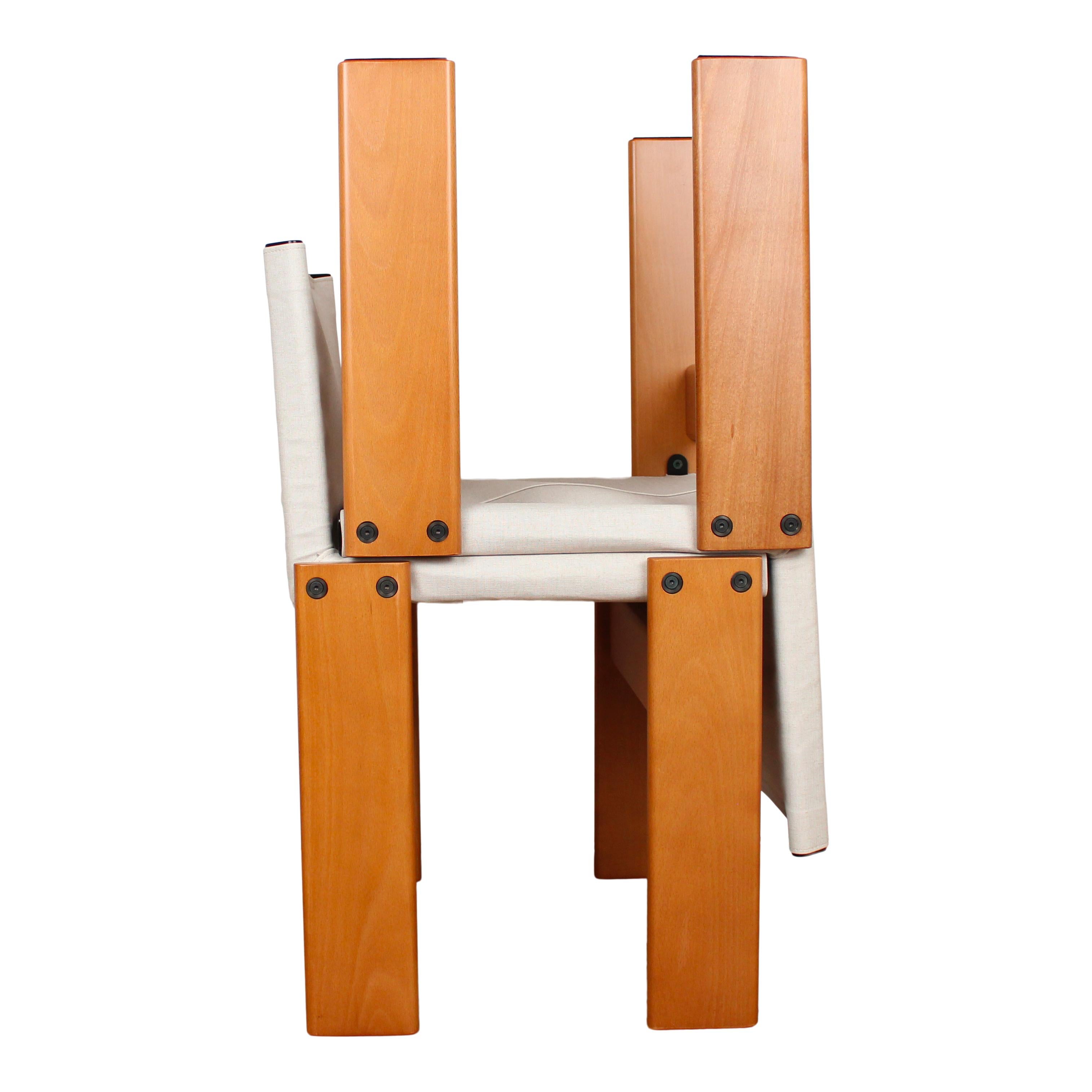 Afra & Tobia Scarpa Sedia da pranzo Monk in tela bianca per Molteni, Set di 4 in vendita 3