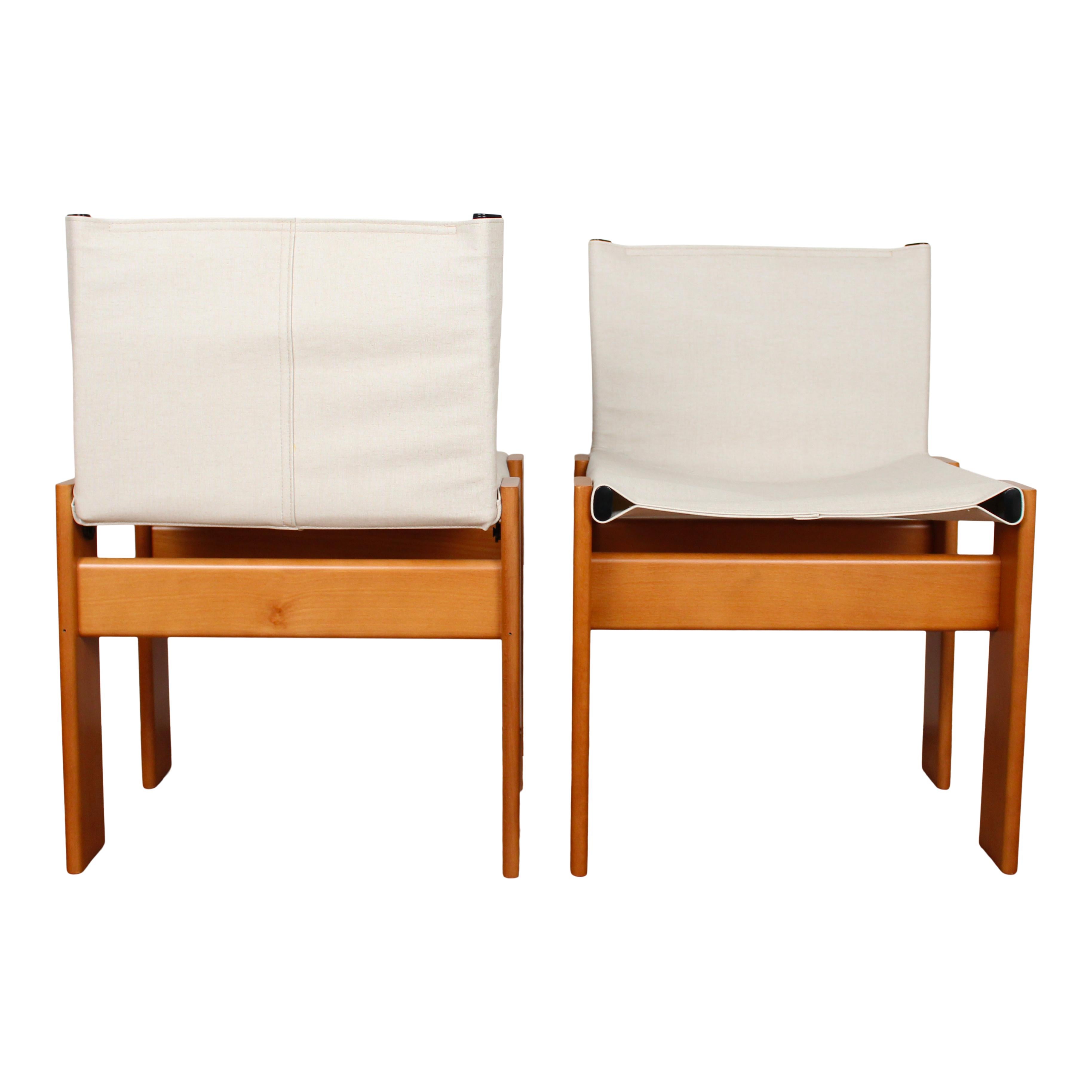 Afra & Tobia Scarpa Sedia da pranzo Monk in tela bianca per Molteni, Set di 4 in vendita 1