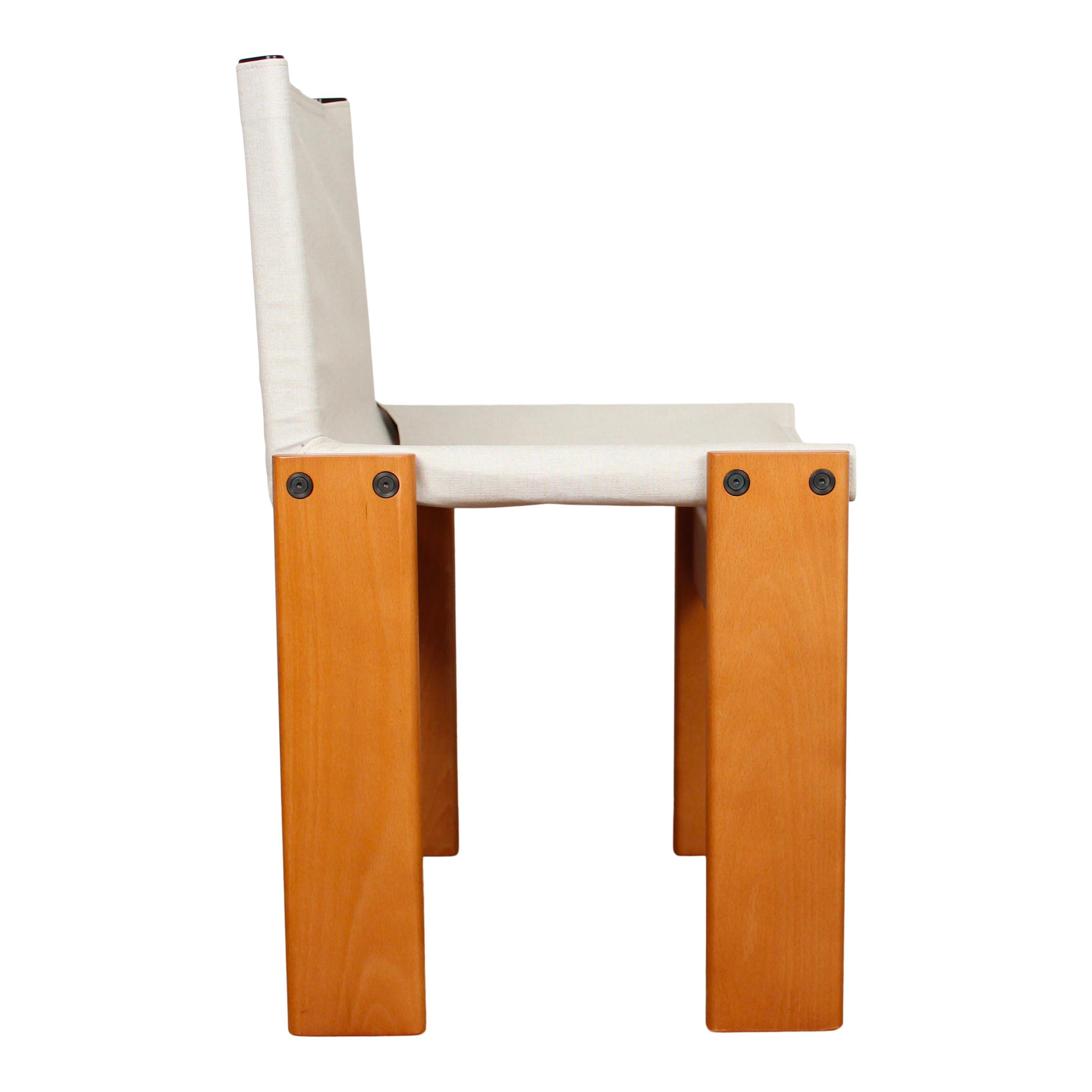 Afra & Tobia Scarpa Sedia da pranzo Monk in tela bianca per Molteni, Set di 6 in vendita 7