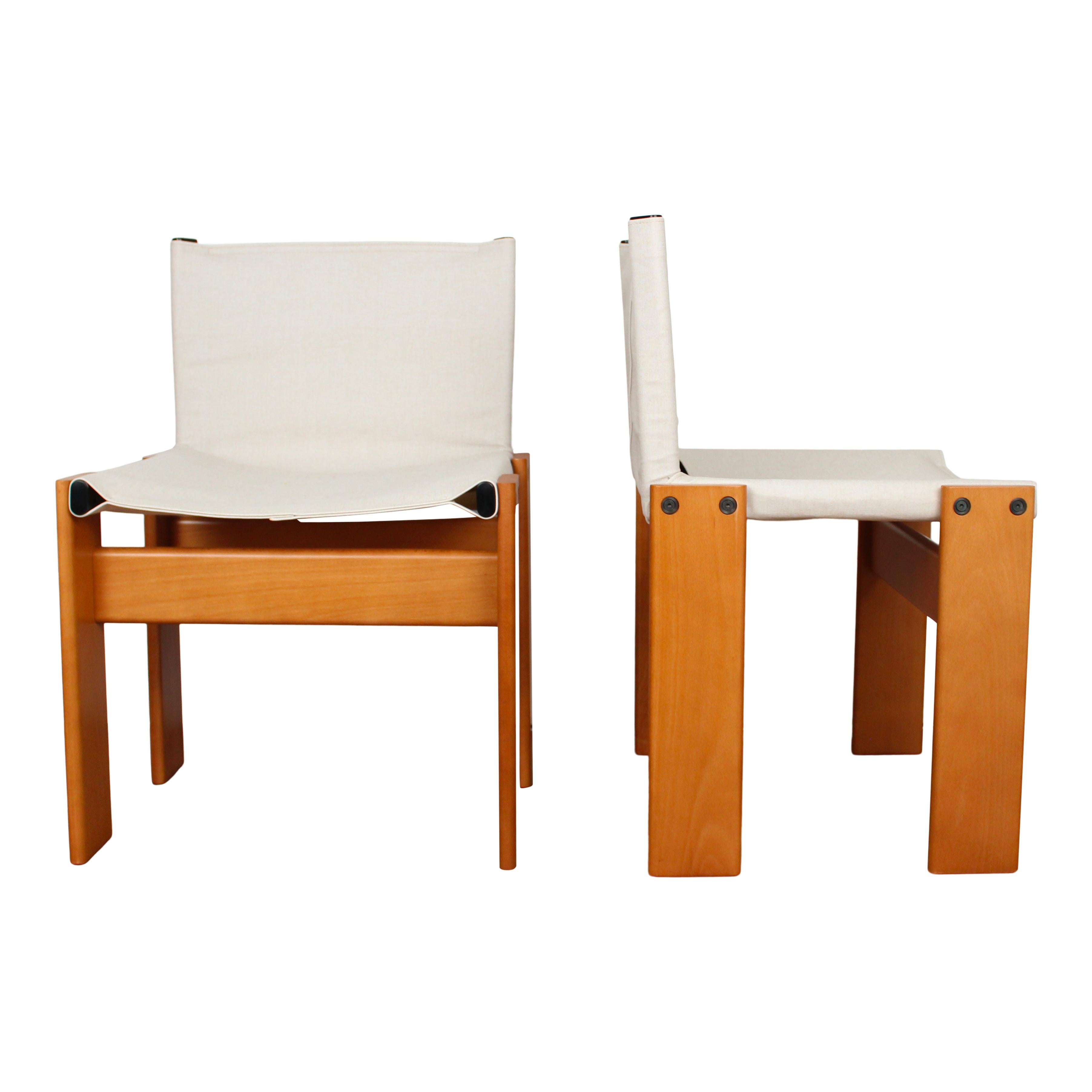 Tela Afra & Tobia Scarpa Sedia da pranzo Monk in tela bianca per Molteni, Set di 6 in vendita