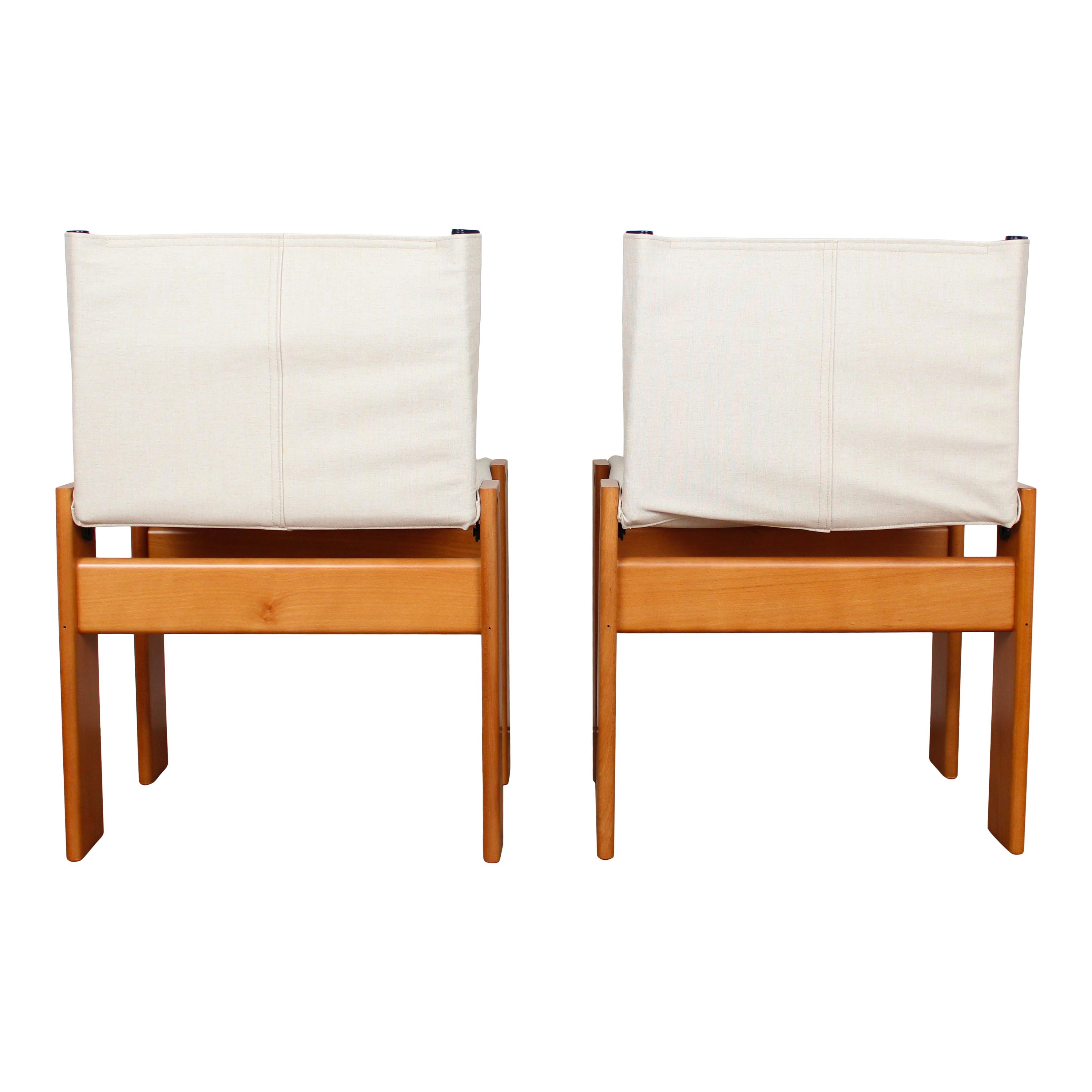 Afra & Tobia Scarpa Sedia da pranzo Monk in tela bianca per Molteni, Set di 6 in vendita 1