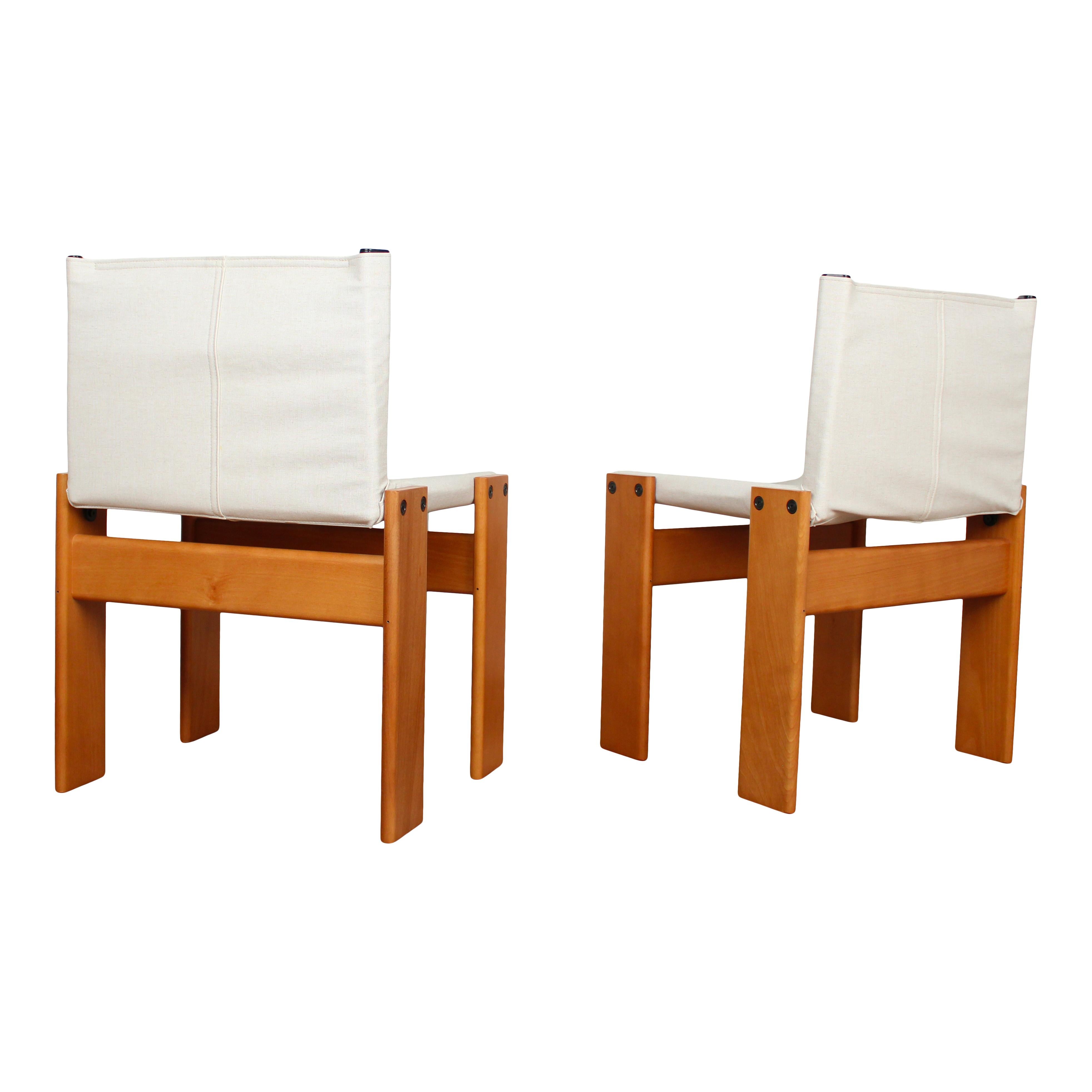 Afra & Tobia Scarpa Sedia da pranzo Monk in tela bianca per Molteni, Set di 6 in vendita 2
