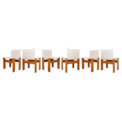 Afra & Tobia Scarpa Off White Canvas Monk Dining Chair for Molteni, Set of 6