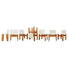Afra & Tobia Scarpa Off White Canvas Monk Dining Chair for Molteni, Set of 8