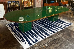 Afra & Tobia Scarpa Oval Dining green and Wood Table, Italy, 1970s