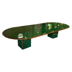 Afra & Tobia Scarpa Oval Dining green and Wood Table, Italy, 1970s