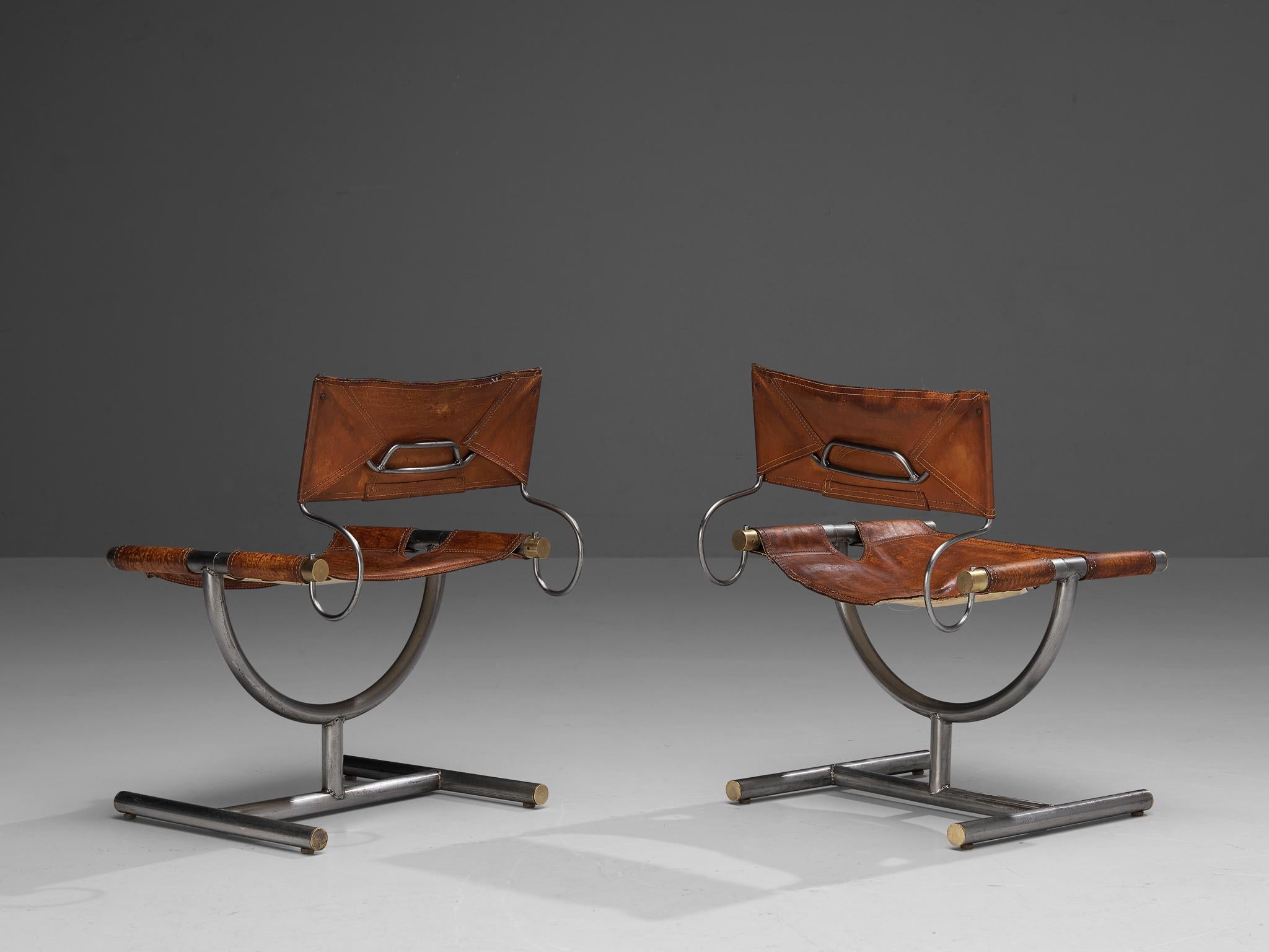 Afra & Tobia Scarpa Pair of ‘Benetton’ Chairs in Leather and Steel 5