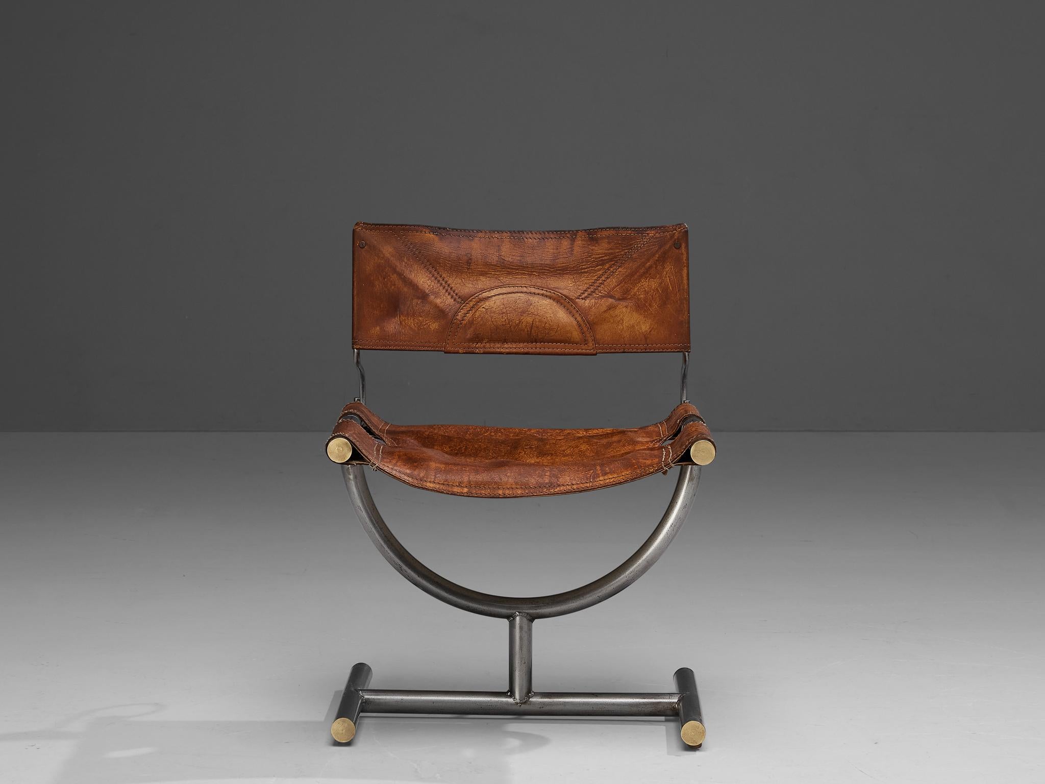 Late 20th Century Afra & Tobia Scarpa Pair of ‘Benetton’ Chairs in Leather and Steel