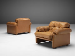 Paar 'Coronado'-Loungesessel von Afra & Tobia Scarpa aus cognacfarbenem Leder