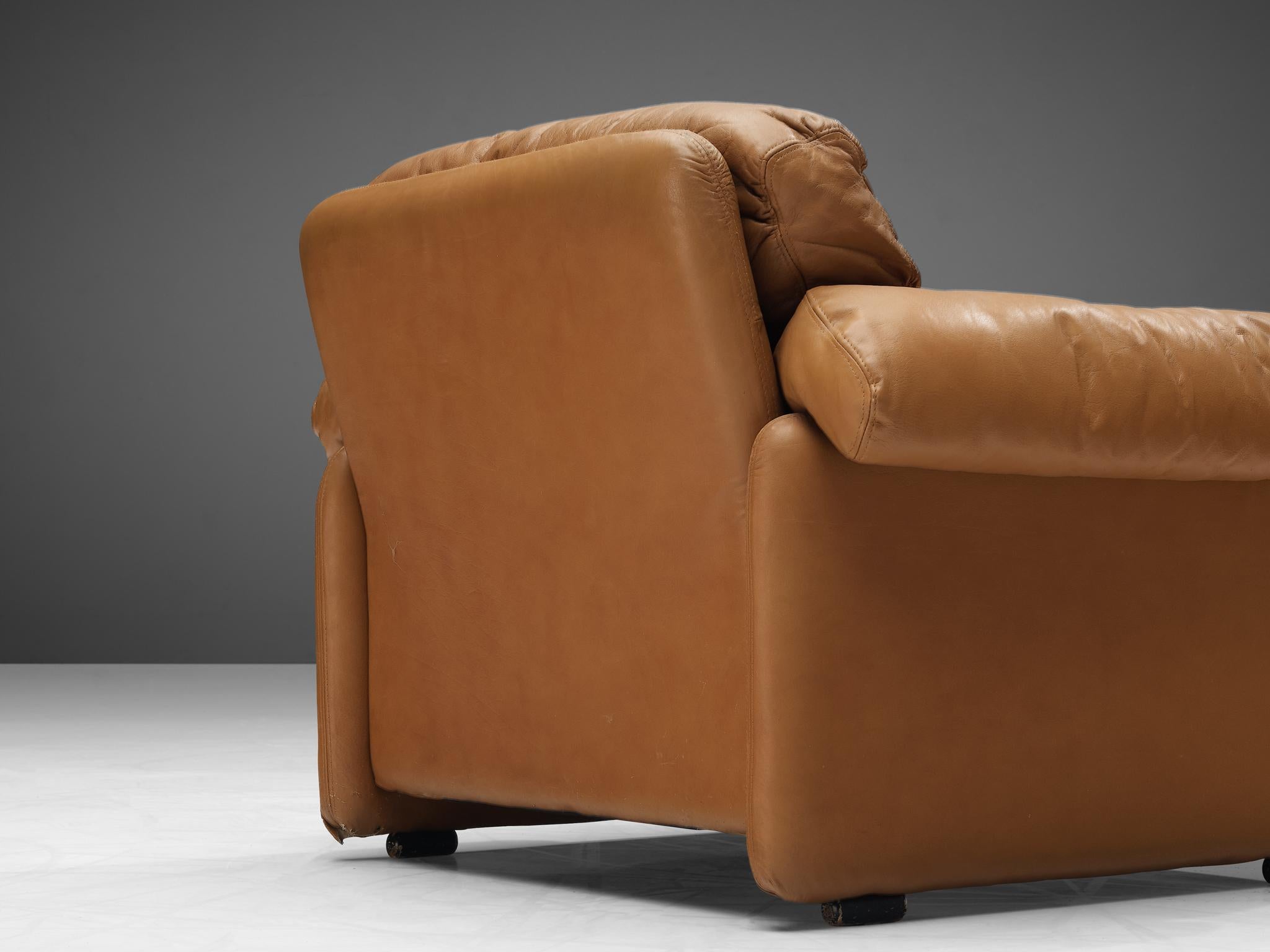 Afra & Tobia Scarpa Pair of 'Coronado' Lounge Chairs in Cognac Leather  In Good Condition For Sale In Waalwijk, NL
