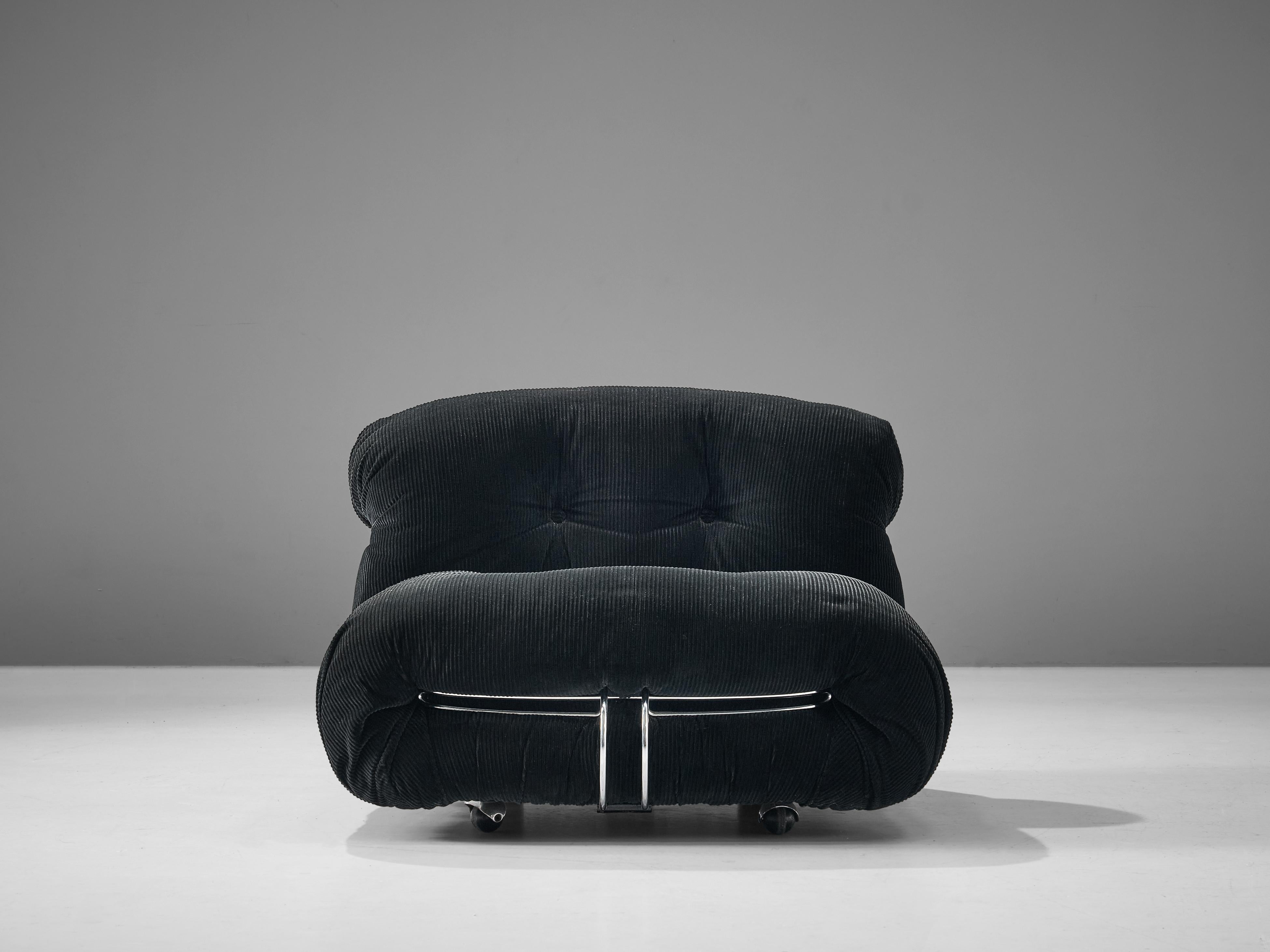 Afra & Tobia Scarpa Pair of 'Soriana' Lounge Chairs in Velour Upholstery 4