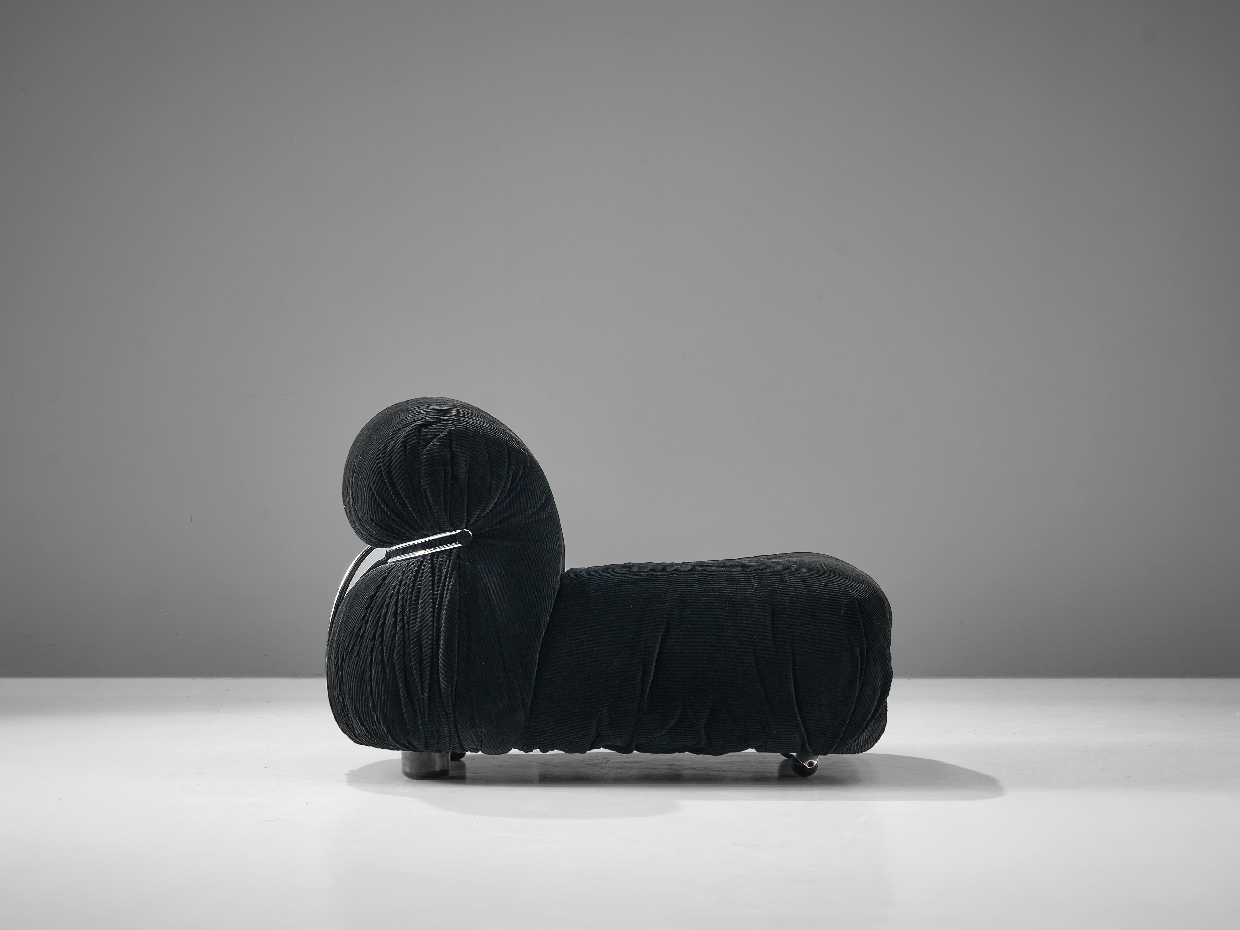 Afra & Tobia Scarpa Pair of 'Soriana' Lounge Chairs in Velour Upholstery 6