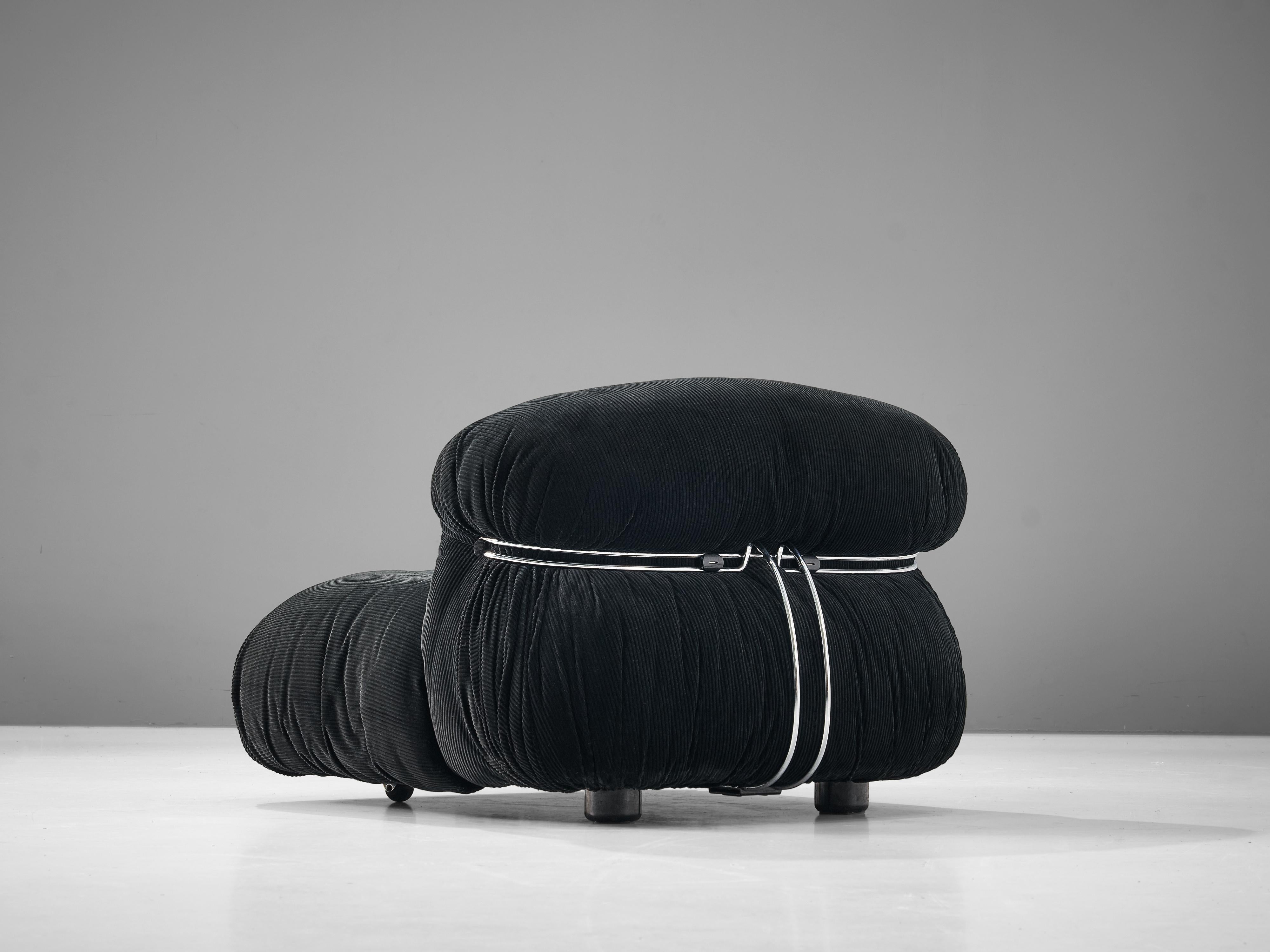 Afra & Tobia Scarpa Pair of 'Soriana' Lounge Chairs in Velour Upholstery 1