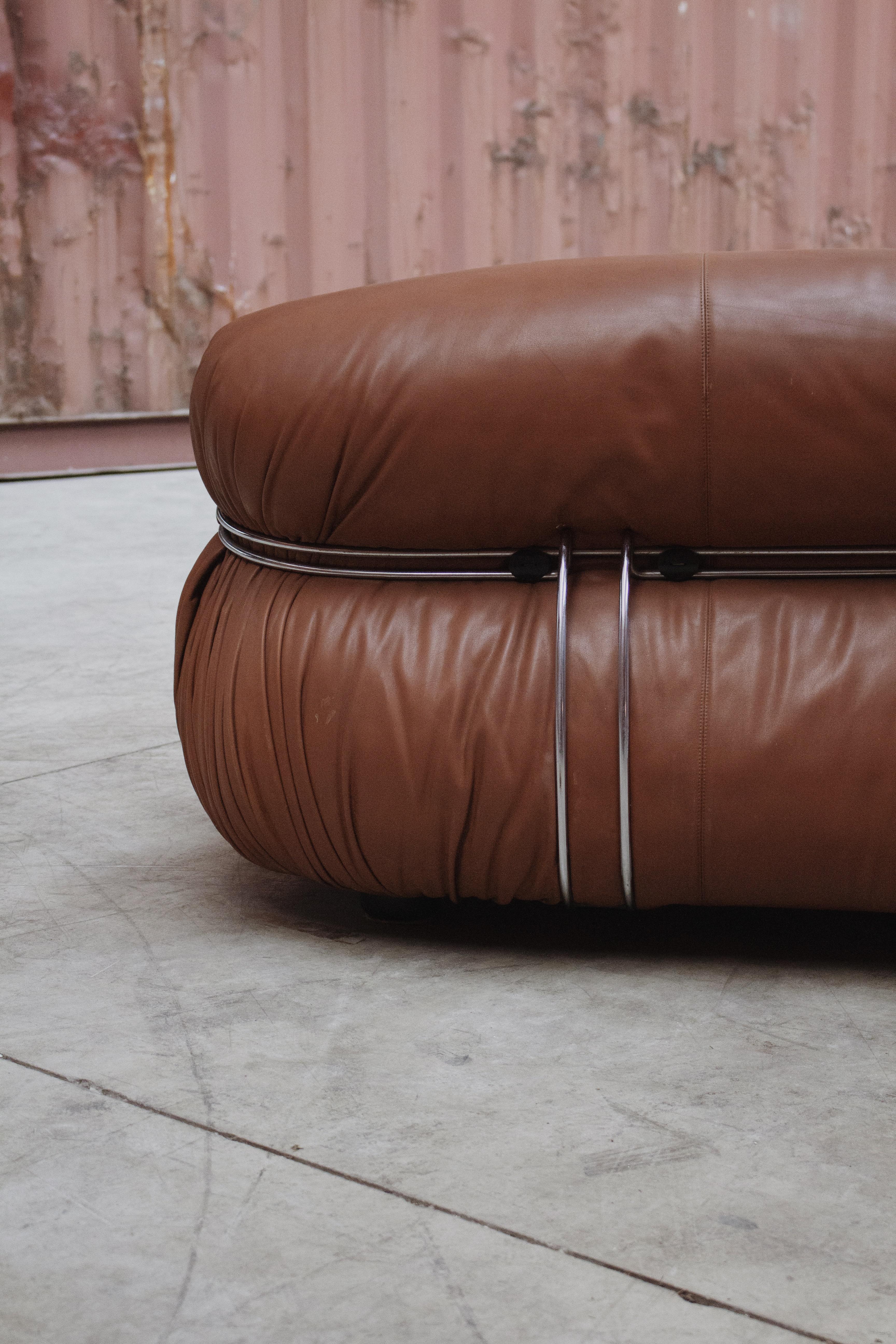 Leather Afra & Tobia Scarpa Pair of “Soriana” Sofas for Cassina, 1969