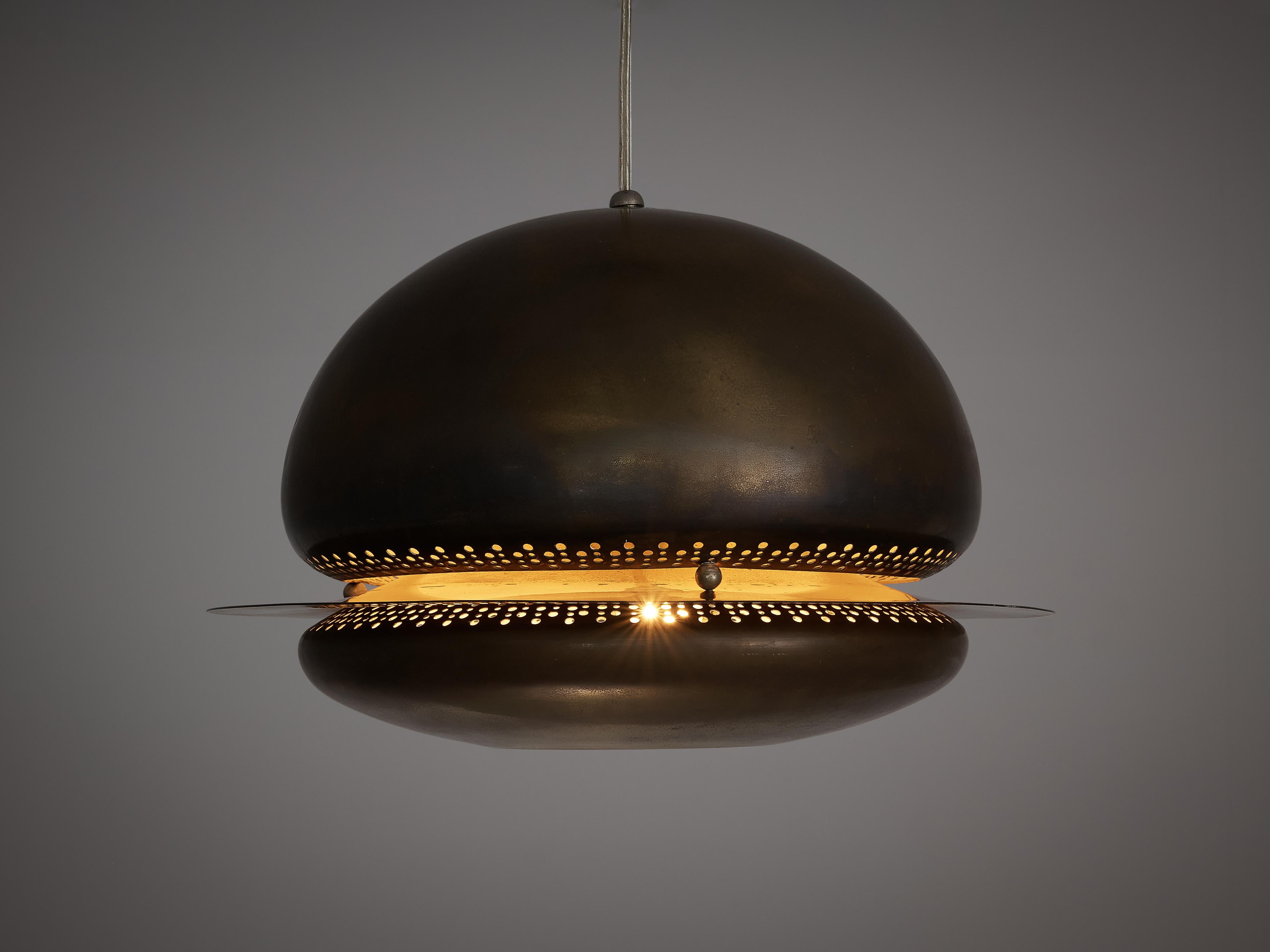 Mid-Century Modern Afra & Tobia Scarpa Pendant Lamp ‘Nictea’ in Patinated Brass