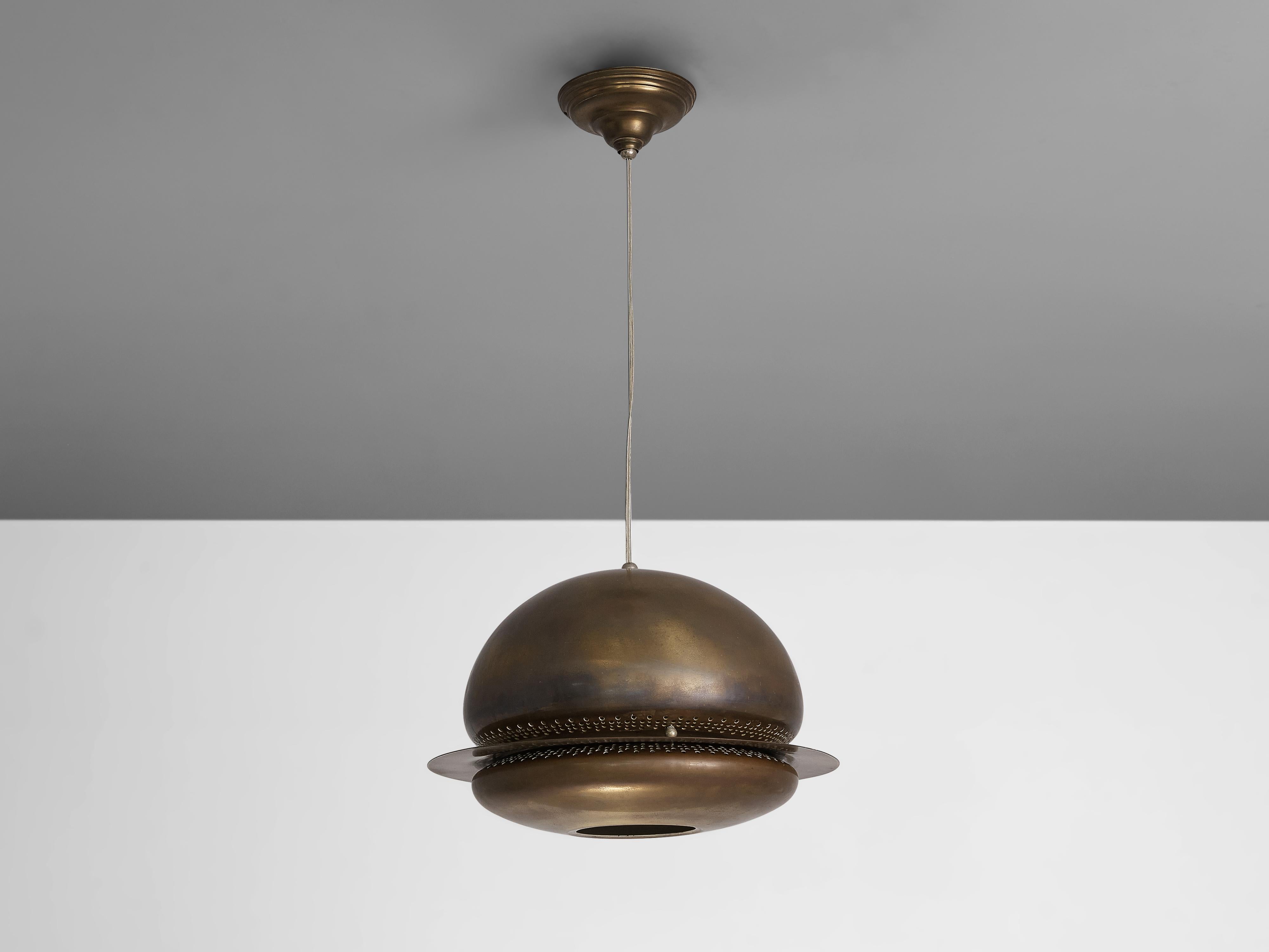 Mid-20th Century Afra & Tobia Scarpa Pendant Lamp ‘Nictea’ in Patinated Brass