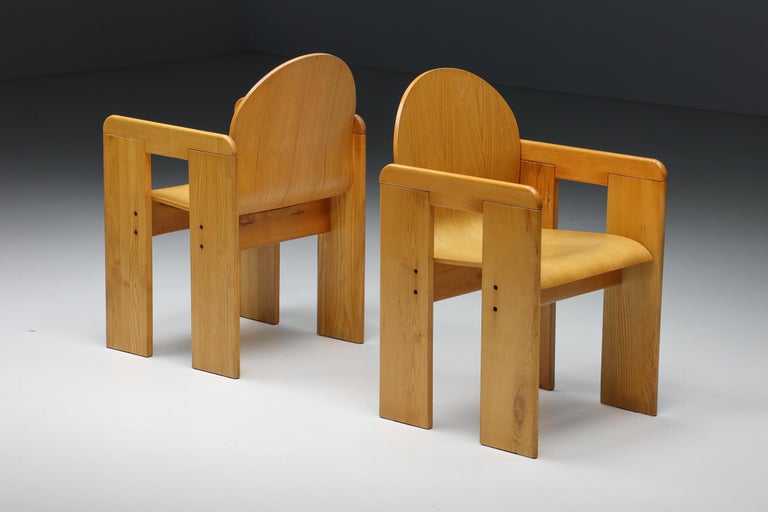 Afra & Tobia Scarpa Plywood Dining Chairs, Italian Pine, 1970's For Sale 3