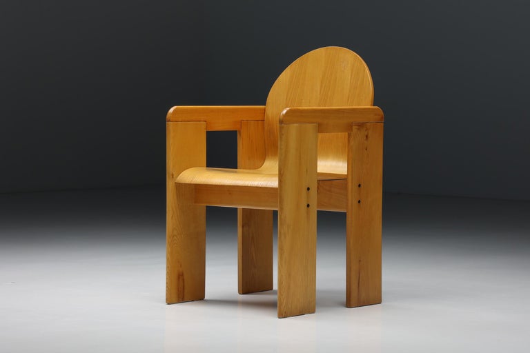 Afra & Tobia Scarpa Plywood Dining Chairs, Italian Pine, 1970's For Sale 4