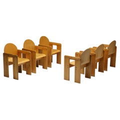 Afra & Tobia Scarpa Plywood Dining Chairs, Italian Pine, 1970''s